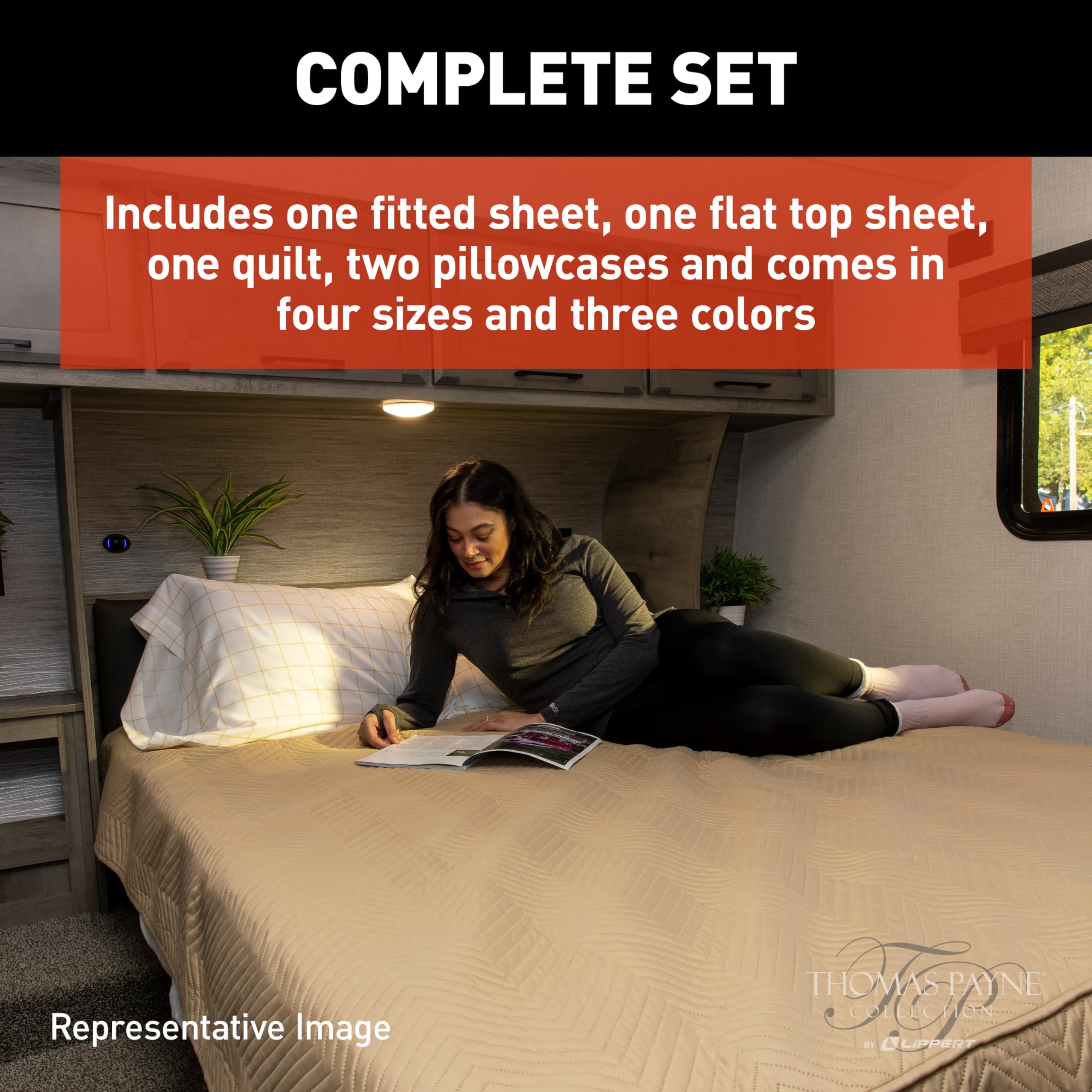 Easy Zzzs™ Lippert RV Bedding Set - Short Queen, Tan Brown