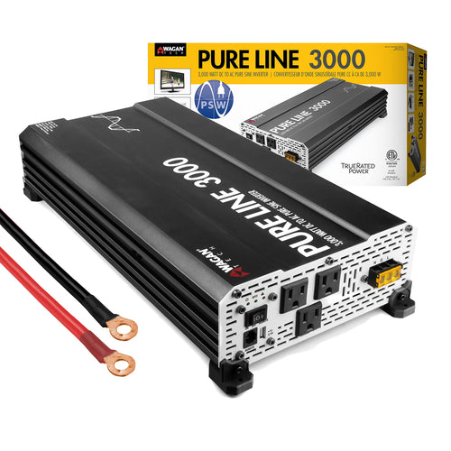 Wagan 3000 watt EL3810 Pure Line Power Inverter 6000 Watt Peak Surge Power DC 12V to 110V AC Car Inverter ETL Certified