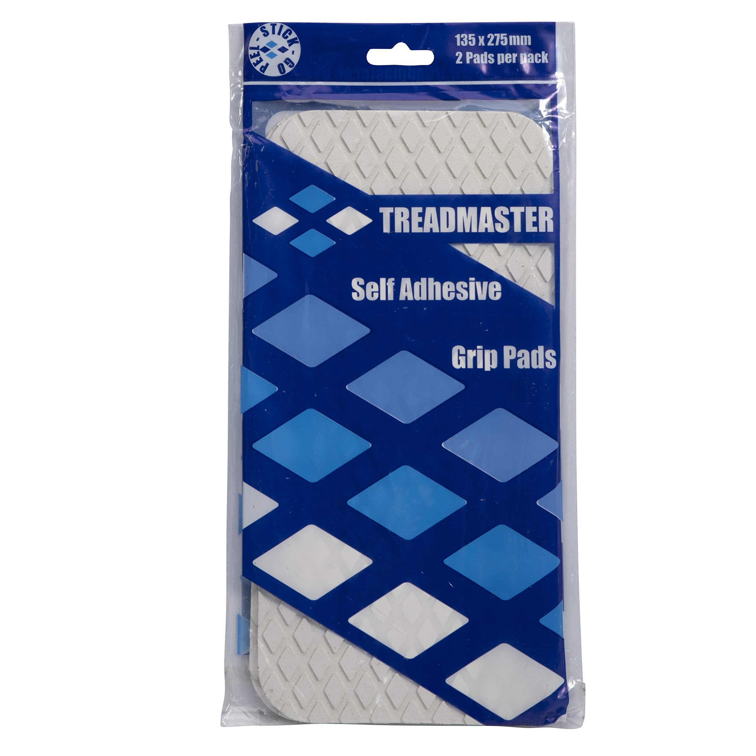 Lewmar Diamond Step Pad Treadmaster, Size 1, Measures 10-34" W x 5-1/4" D, self-Adhesive Backing, Chemical Resistant Nitrite PVC Construction, 2 Pack, White Sand - 2020212501
