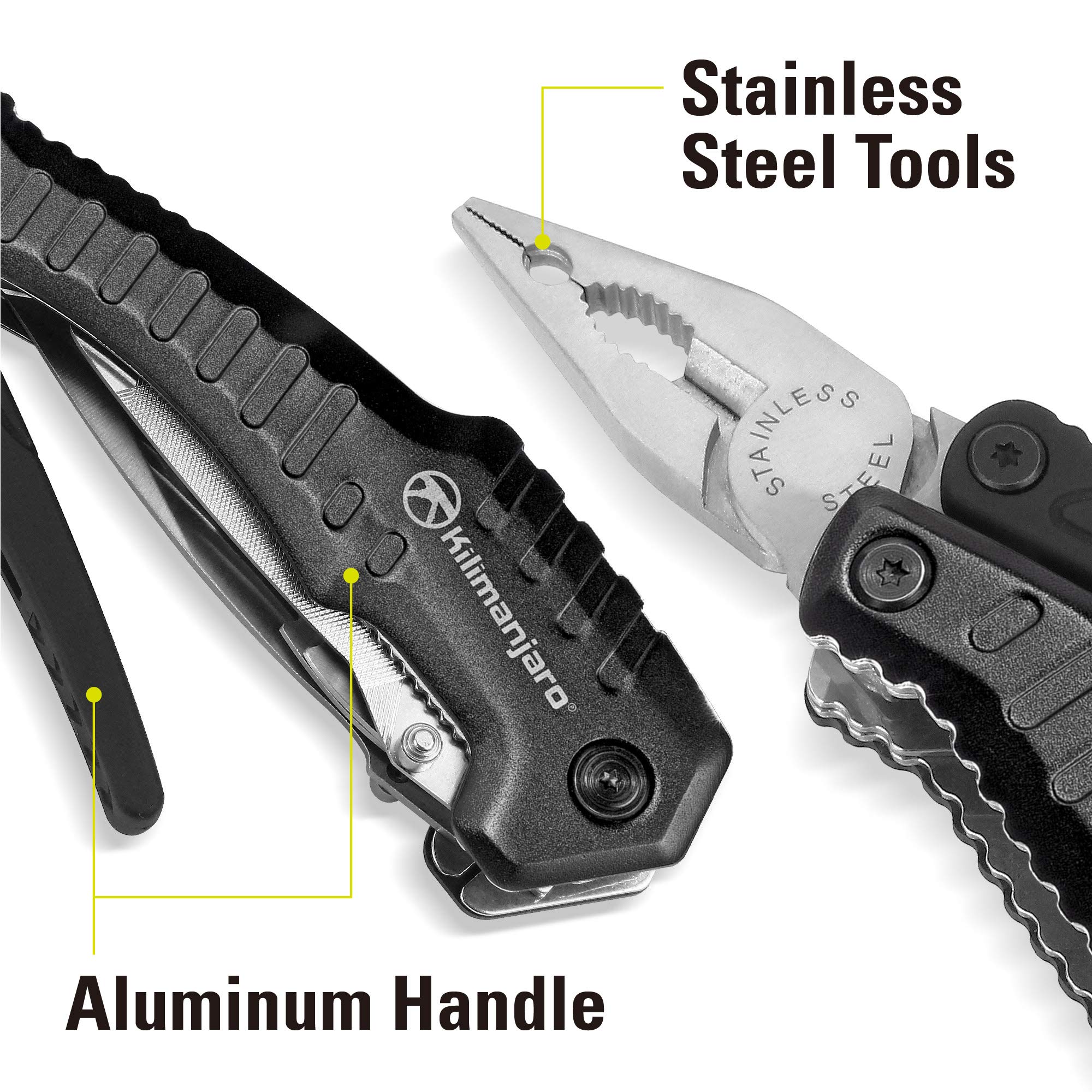 Magnus Multifunction Kilimanjaro Multi-Tool, Full-Size Pliers, Blade Cuts Wood, Hose, Rope, Screwdriver, Wire Cutter, 8-1/2 Inches - 910056, Black