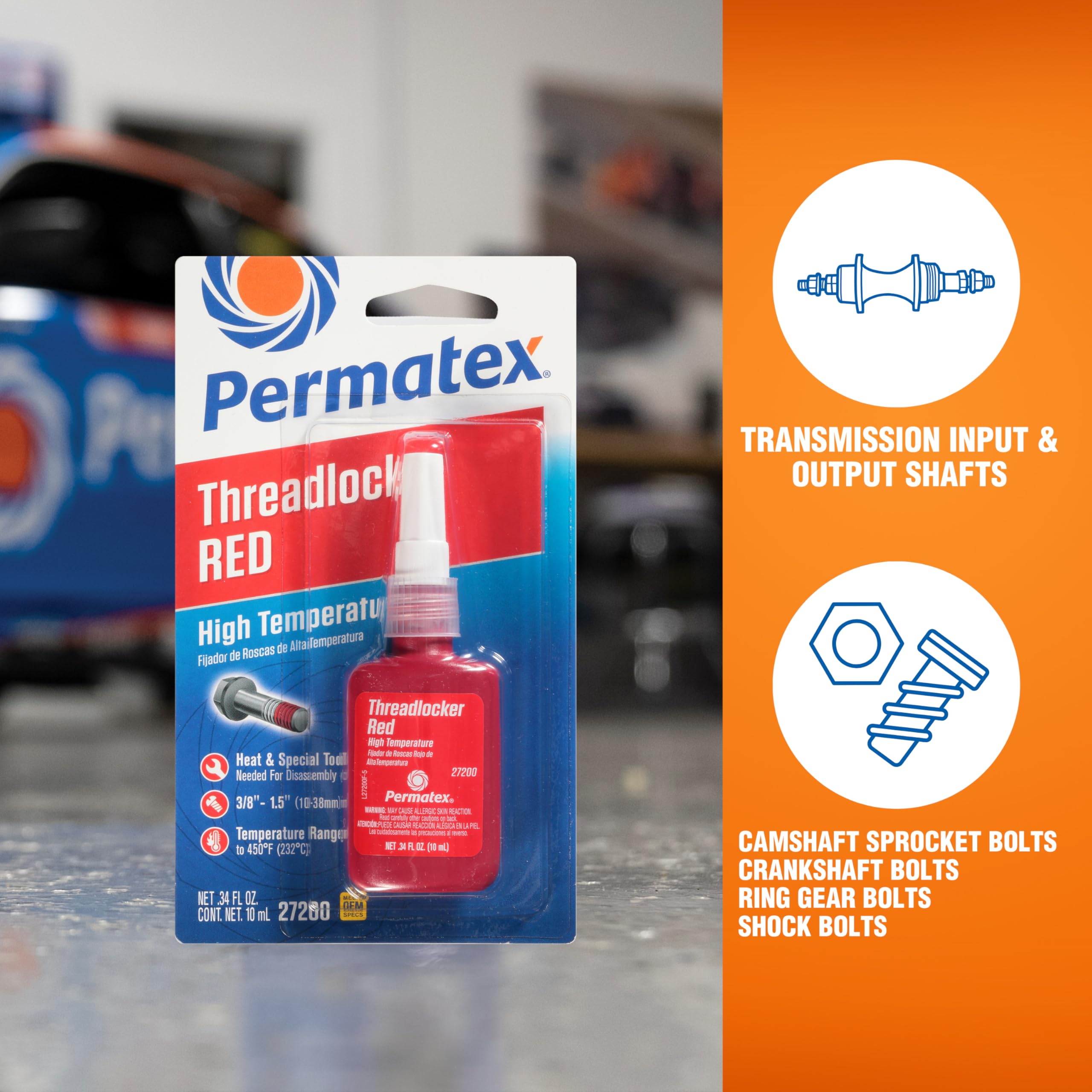 Permatex Hiigh Temperature Threadlocker Red, 10 ml