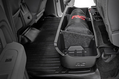 Under Seat Storage Rough Country for Ford F-150 (2009-2014) CrewCab - Custom-Fit, Durable, Anti-Skid Thermoplastic Under Seat Storage Compartment