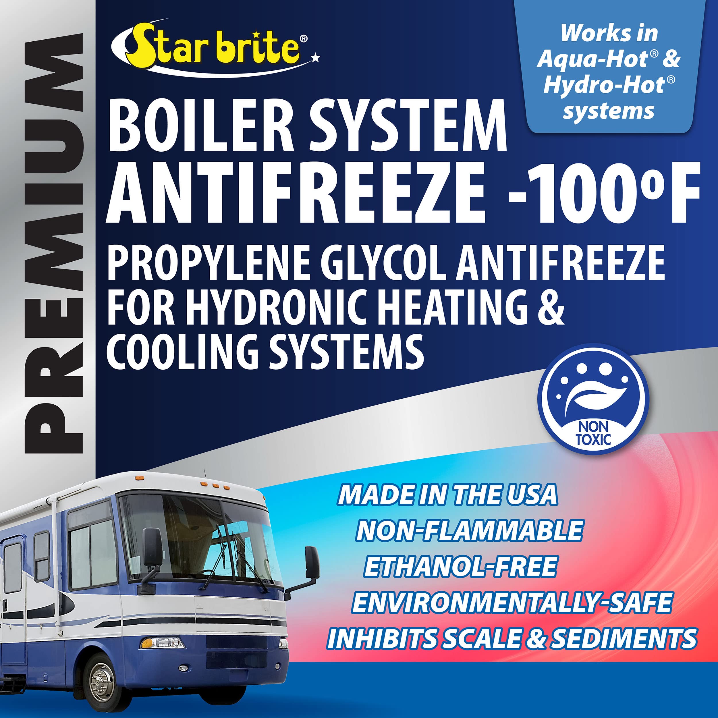 Boiler System Antifreeze - STAR BRITE Premium -100° Propylene Glycol Heating & Cooling Fluid - Made in USA - 1 Gallon (032700)