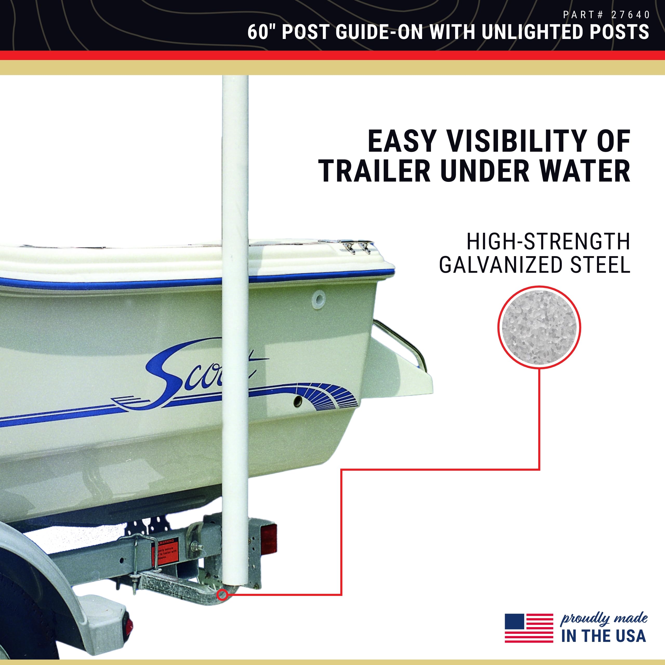 27640 CE Smith Guide-ON Post - Durable Boat Trailer Accessory - 60"