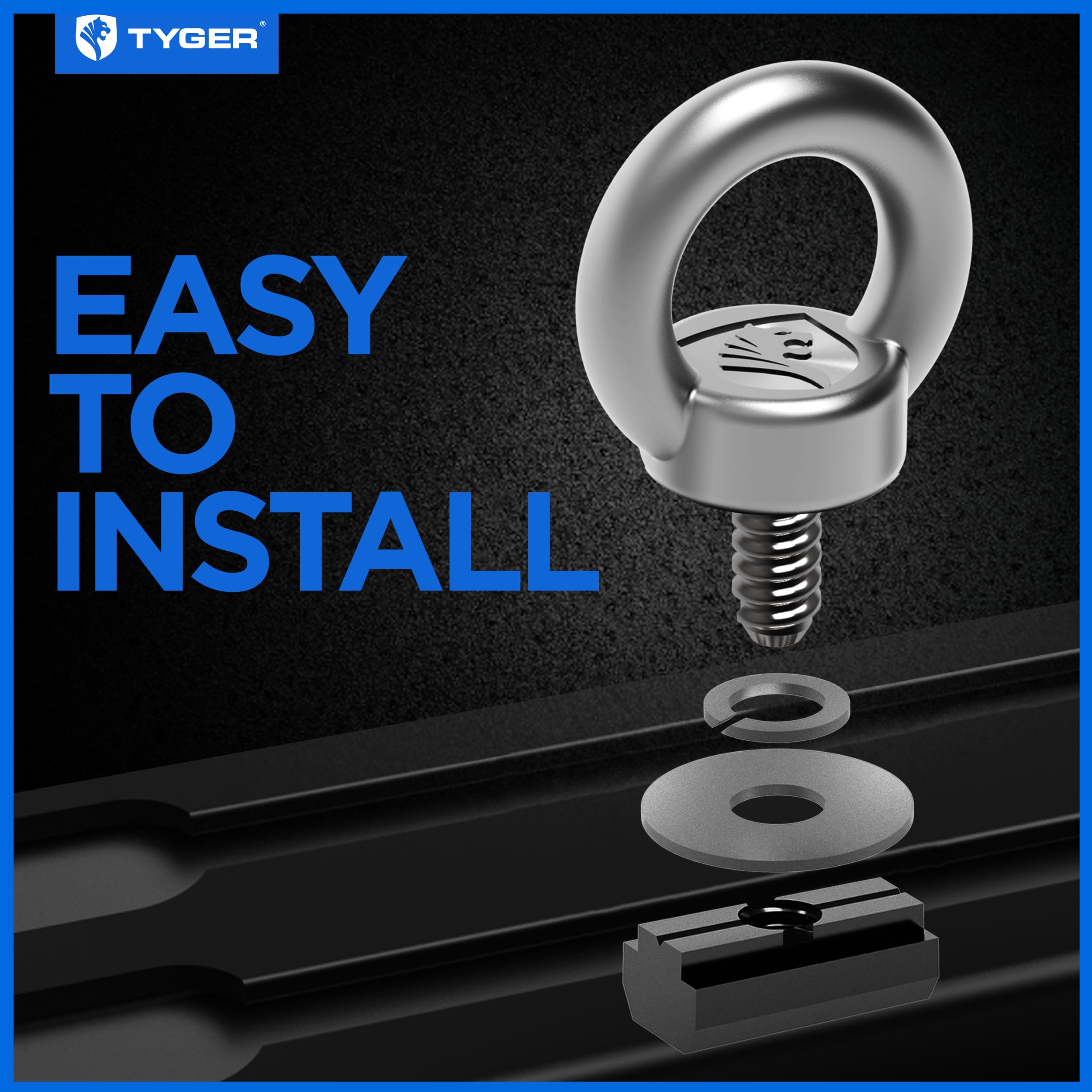 Adventure Kit Tyger Auto Add-on Eyelet Bolts | Accessories for Tyger Roof Rack Series | 4 Sets Pack | 304 Stainless Steel