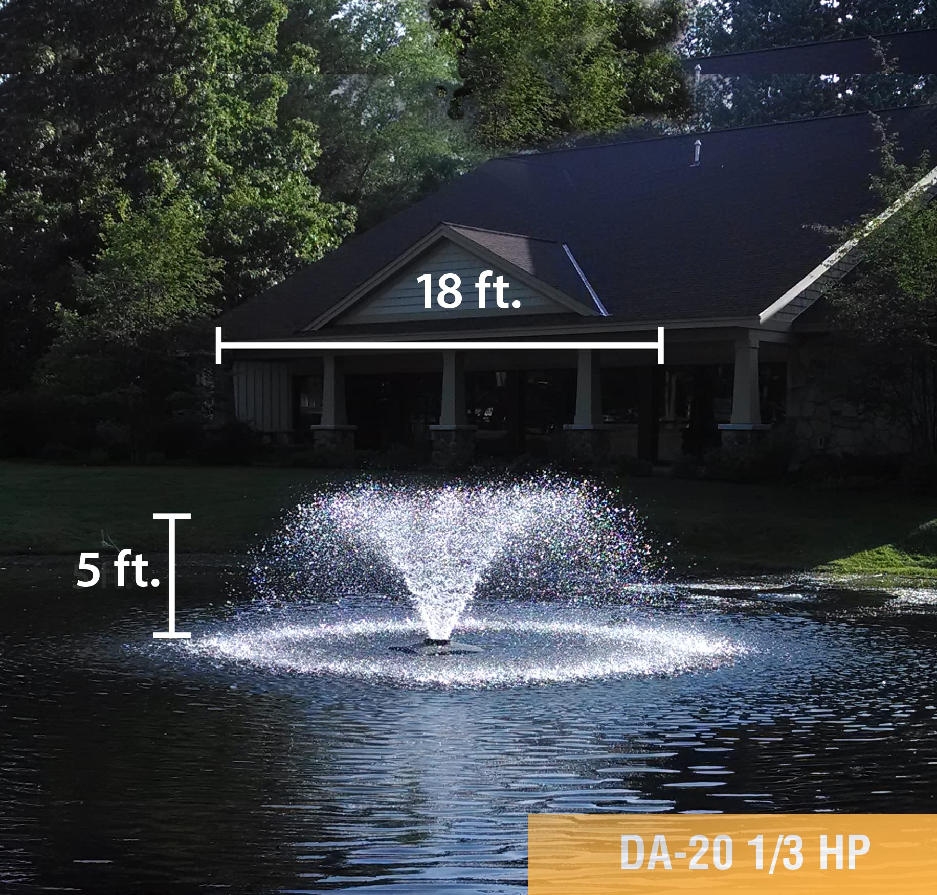 Scott Aerator DA-20 Pond Aerator Display – 1/3 Horse Power 230V 70ft Cord | Aerating Pond Fountain | Pond Pump for Small Ponds | Pond Aeration System | Made in USA