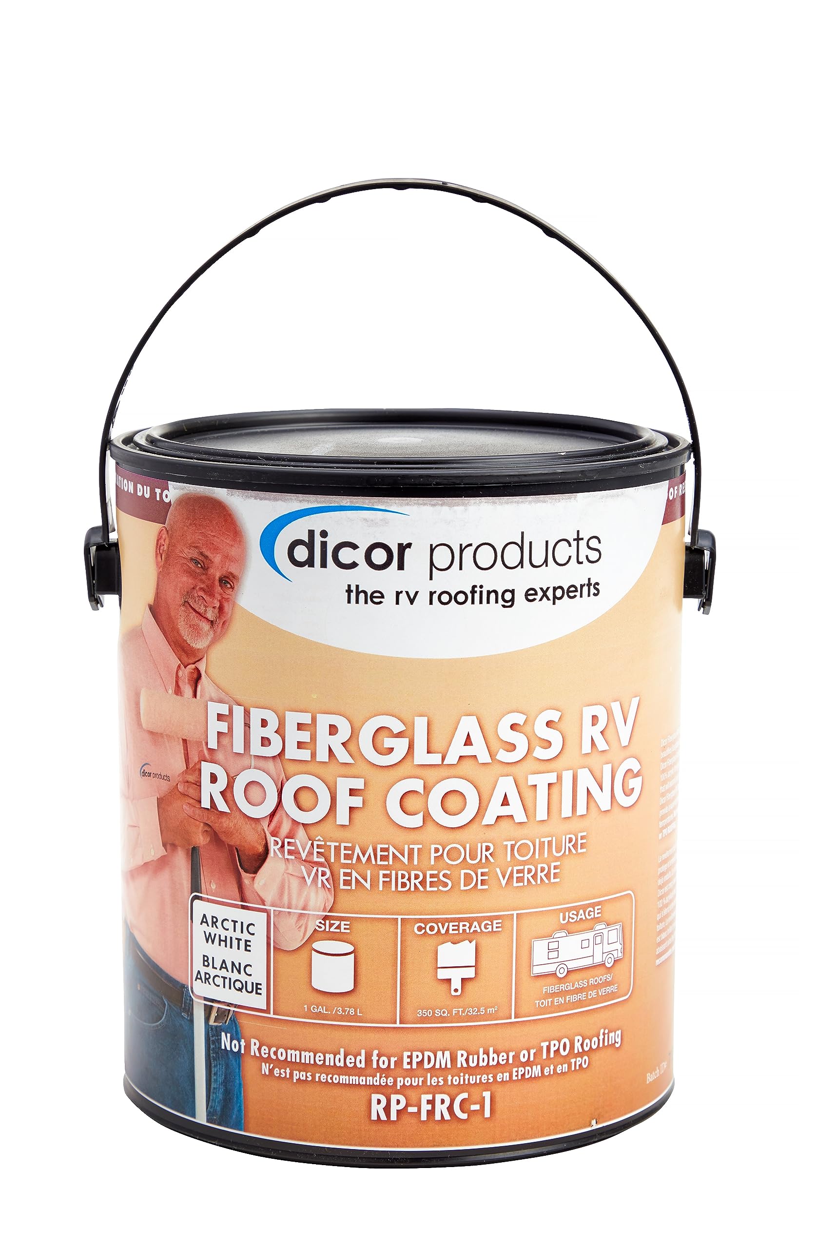 1 Gallon Dicor RP-FRC-1 Fiberglass RV Roof Coating System - White