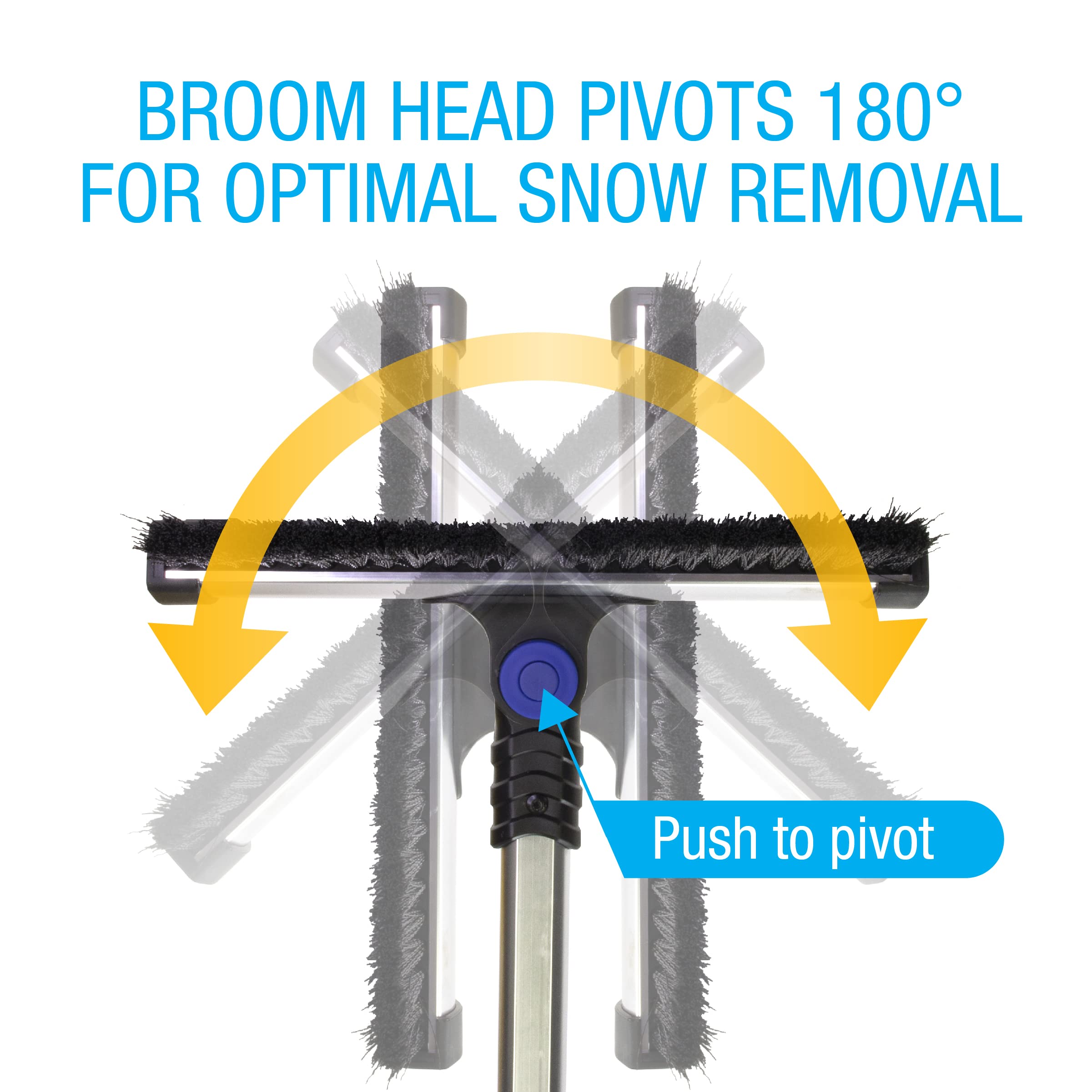60" SubZero Quick Lock Pivoting Head Snowbroom with Integrated Squeegee and Ice Scraper, Black