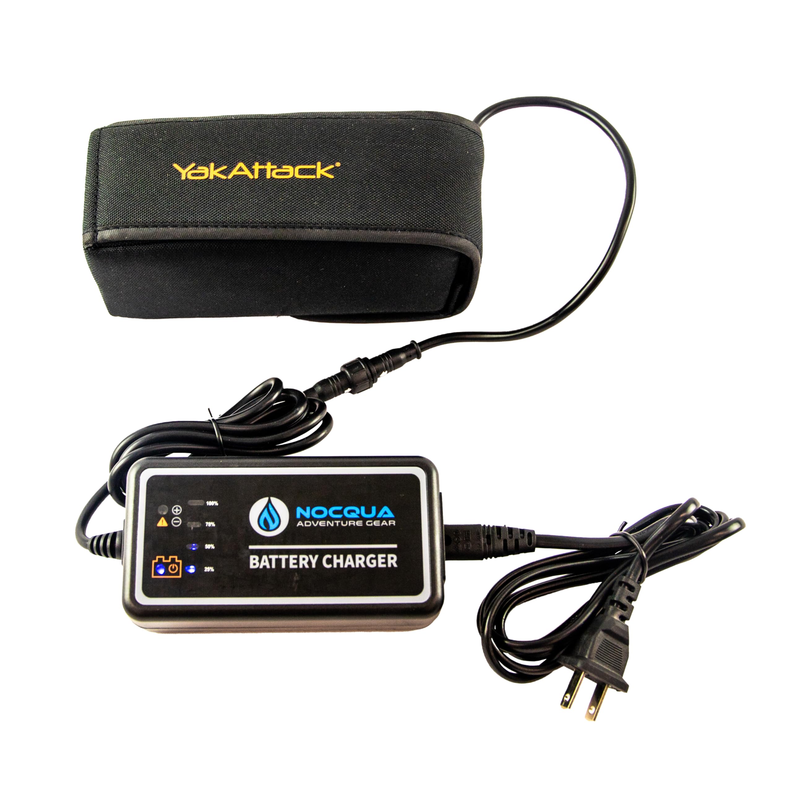 20Ah YakAttack Kayak Fish Finder Battery Power Kit | Portable Lithium-ion Water Resistant Battery Pack Powered by Nocqua | 110 Volt Charger and Device Connection | Kayak Fishing Accessories