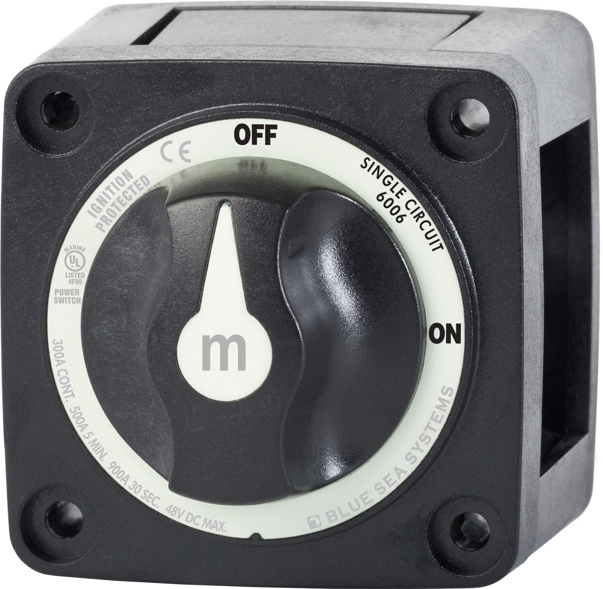 m-Series Blue Sea Systems Battery Switch ON/OFF with Knob, Black