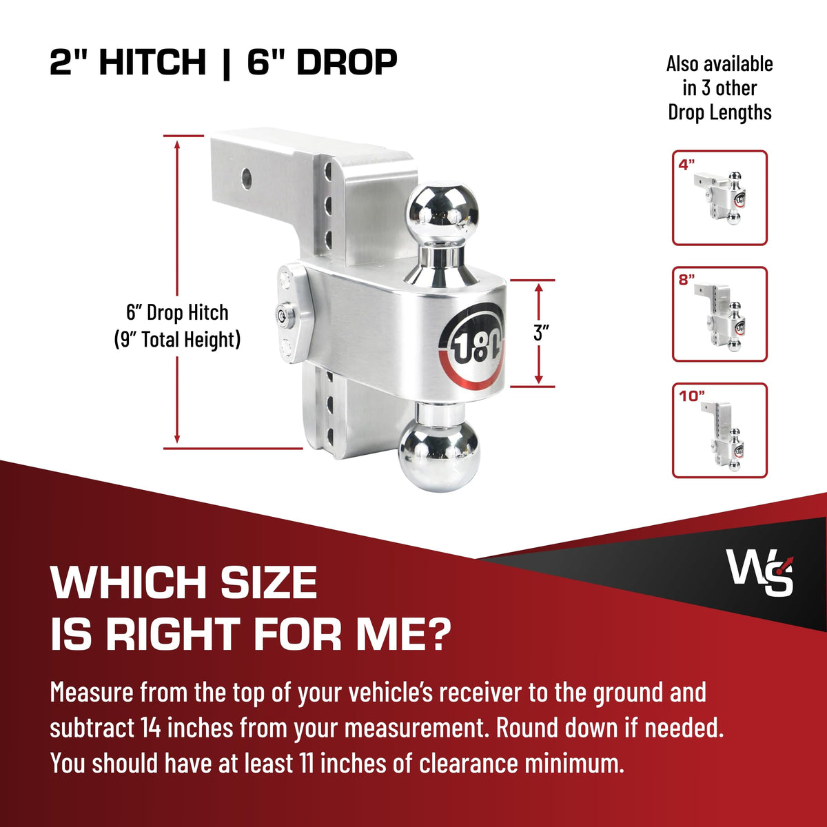 Weigh Safe Adjustable Hitch Trailer Ball Mount, 6" Adjustable Drop Hitch for 2.5" Receiver w/ 2 pc Keyed Alike Lock Set, Heavy Duty Aluminum Trailer Tow Hitch w/ Chrome Plated Tow Balls, 18,500 GTW