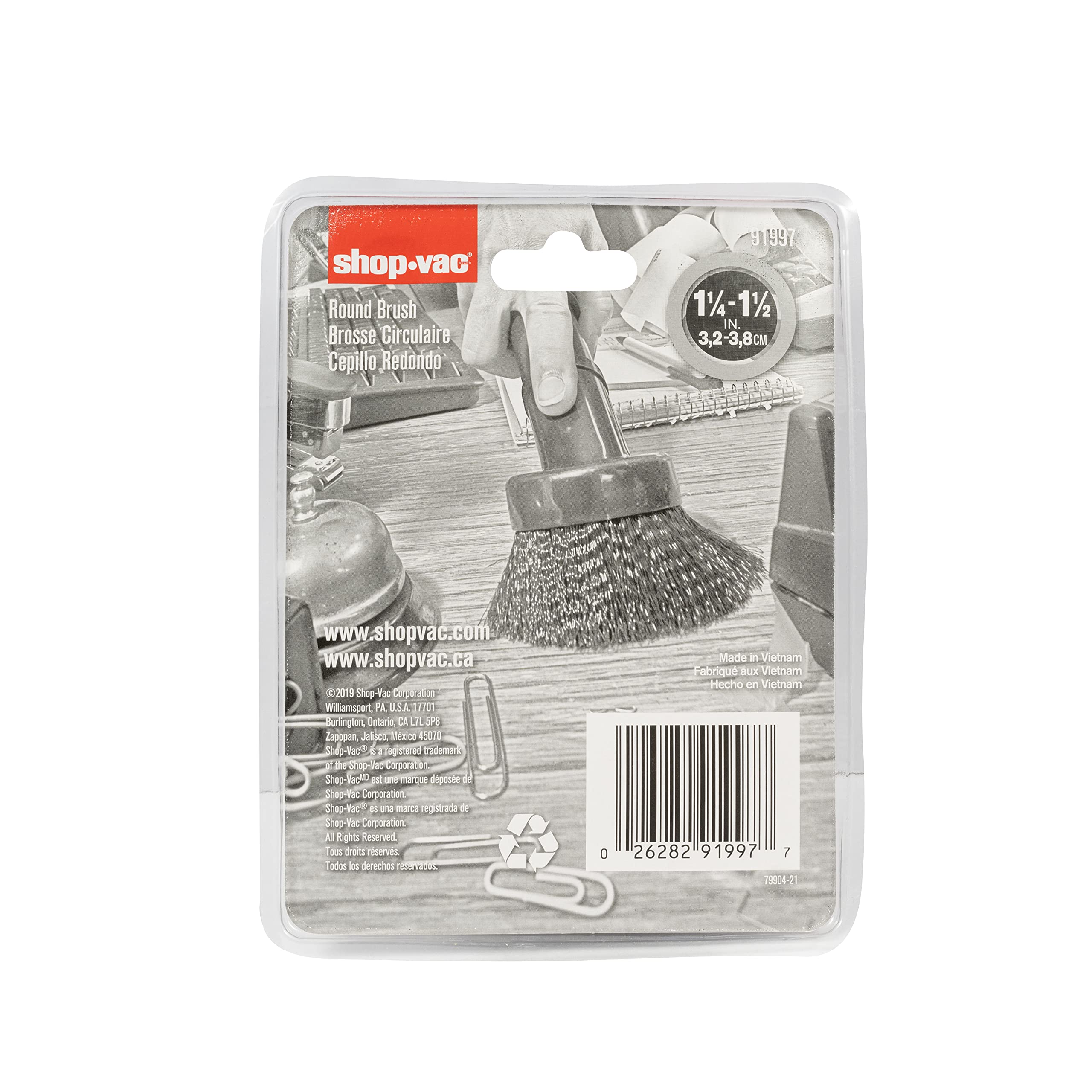 1.5 Inch Diameter Round Brush Nozzle Shop-Vac 9199700, Durable Bristles for Effective Cleaning, Easy To Attach