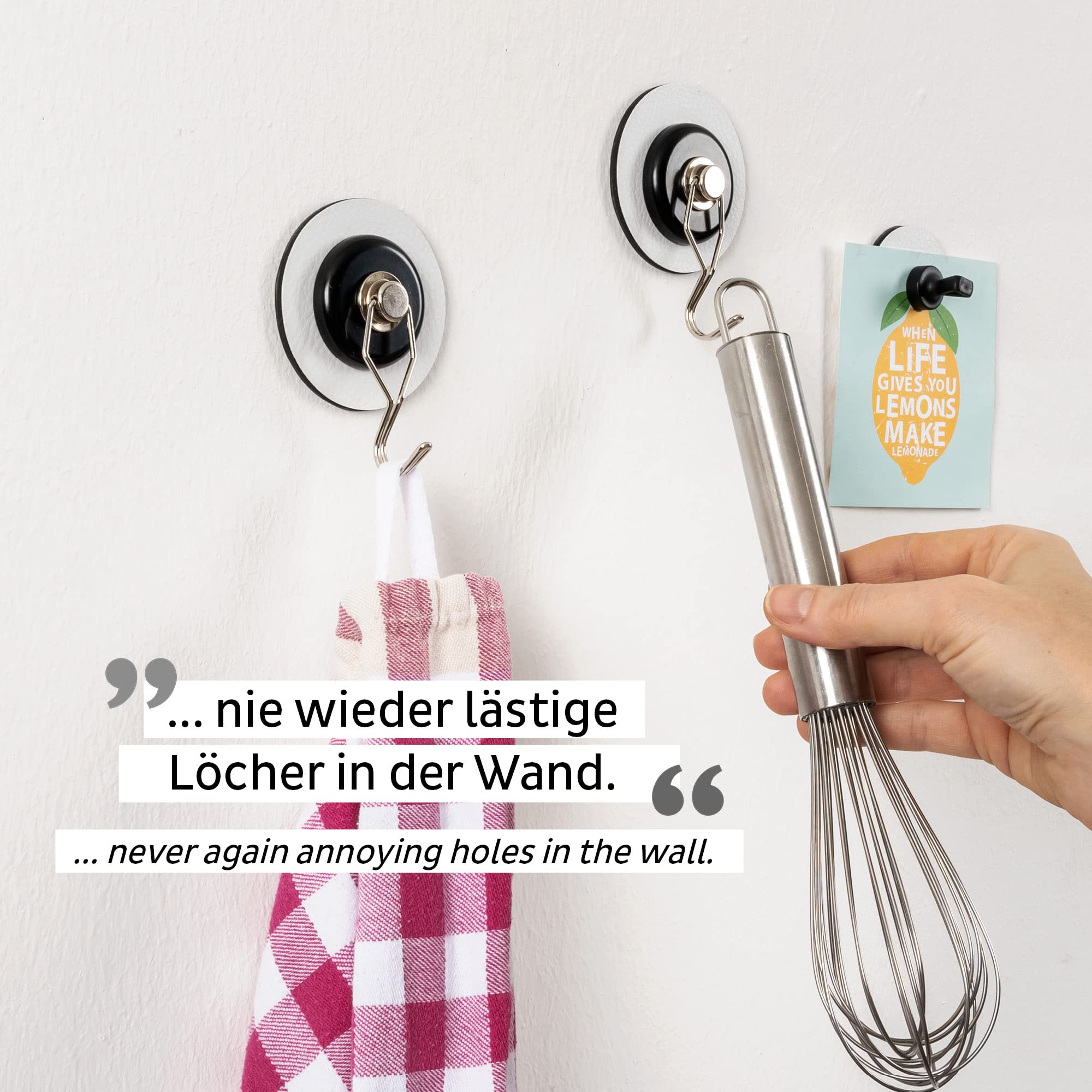 silwy® The One Magnetic Hook with White Metal Nano Gel Pad in 7.5 cm - No Drilling or Screwing Again - Flexible Use