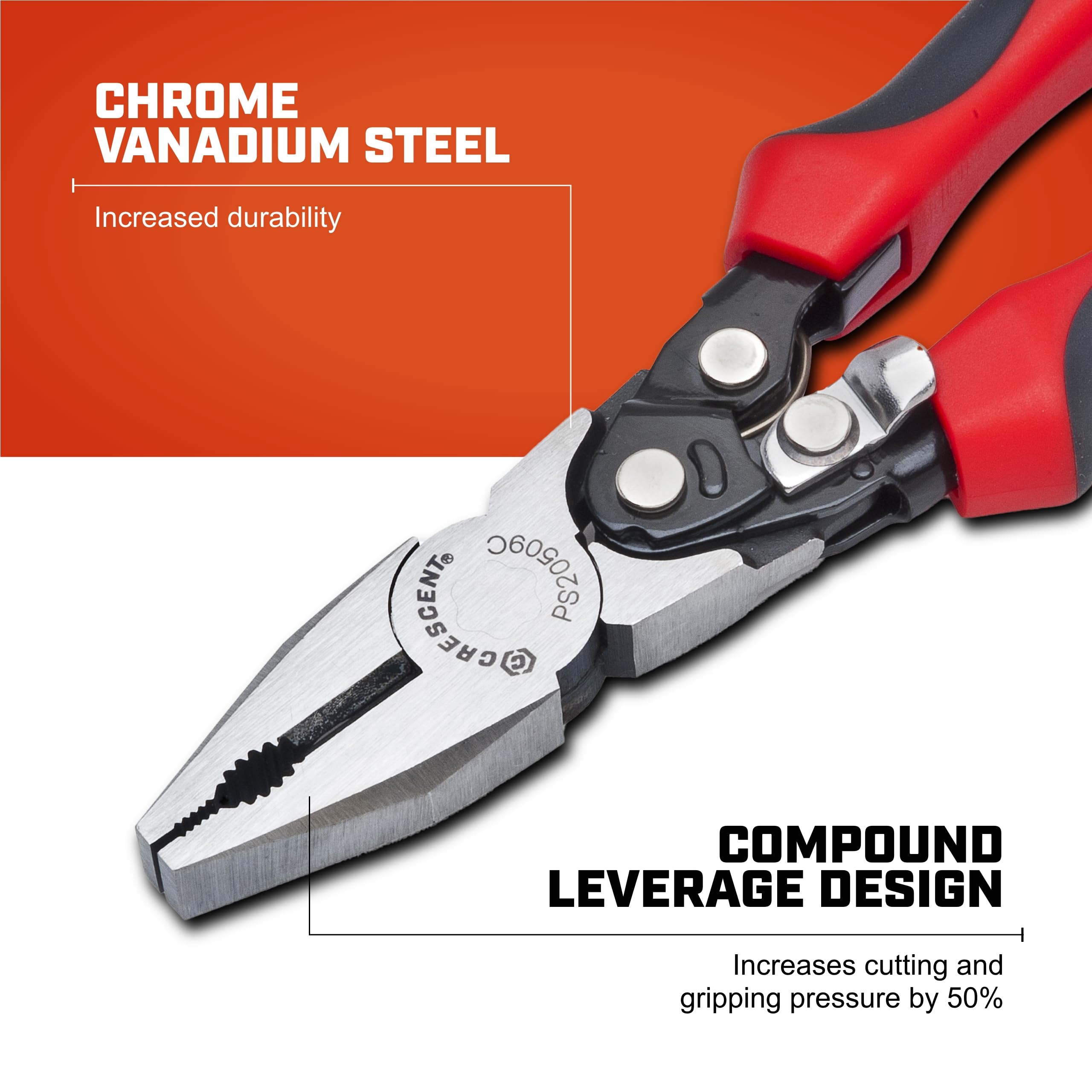 8" Crescent Pro Series Dual Material Lineman's Compound Action Cutting Pliers - PS20509C