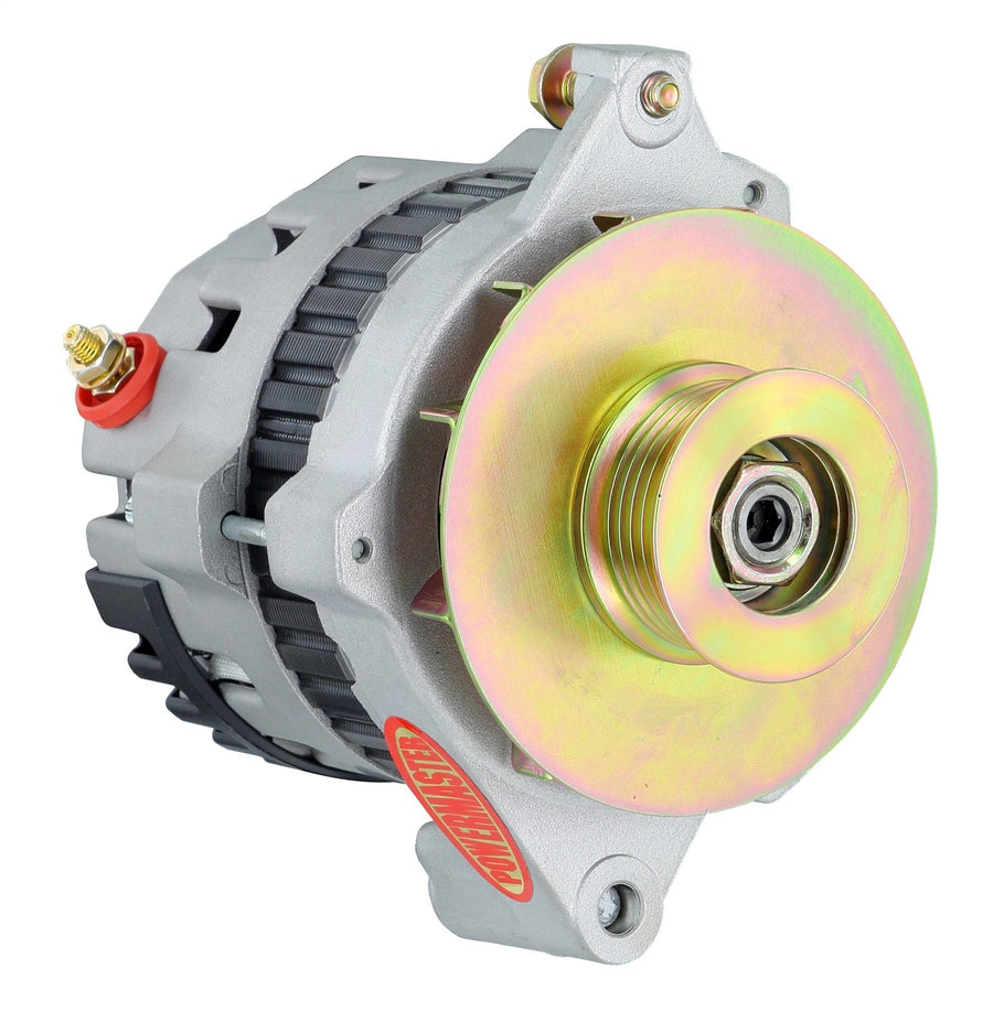 Alternator Powermaster 7468-104 Natural (CS121 "5X5" 100A XS Volt 6 Groove Pulley Side Bat Post Fan & Baffle 1 Wire)