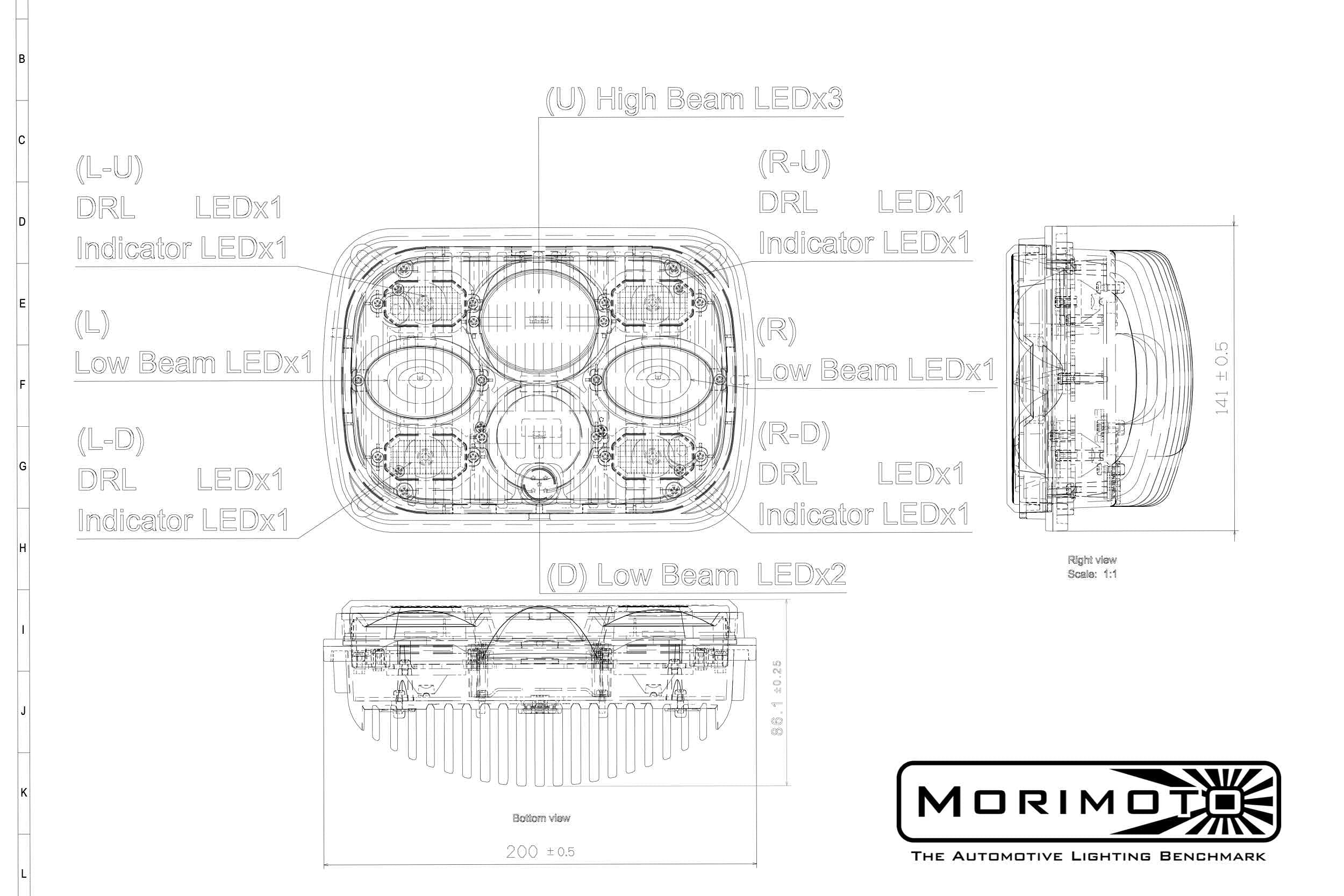 Sealed5 Morimoto LED Headlight Housing Replacement, Universal 5x7, BI-LED Ultra Bright Upgrade with Switchback DRL’s, Flicker & Error Free, Plug and Play Assembly, DOT Approved (1x LF268)