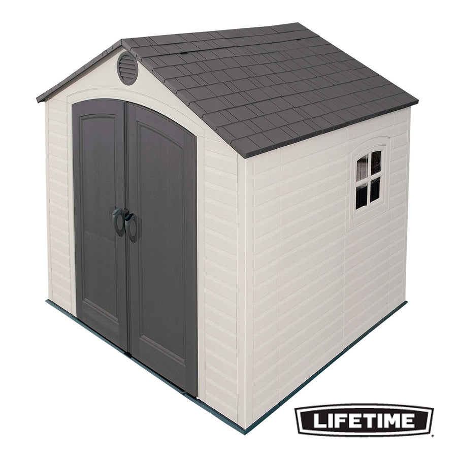 Outdoor Storage Shed Lifetime 6411 with Window, 8 by 7.5 Feet, Putty/Brown