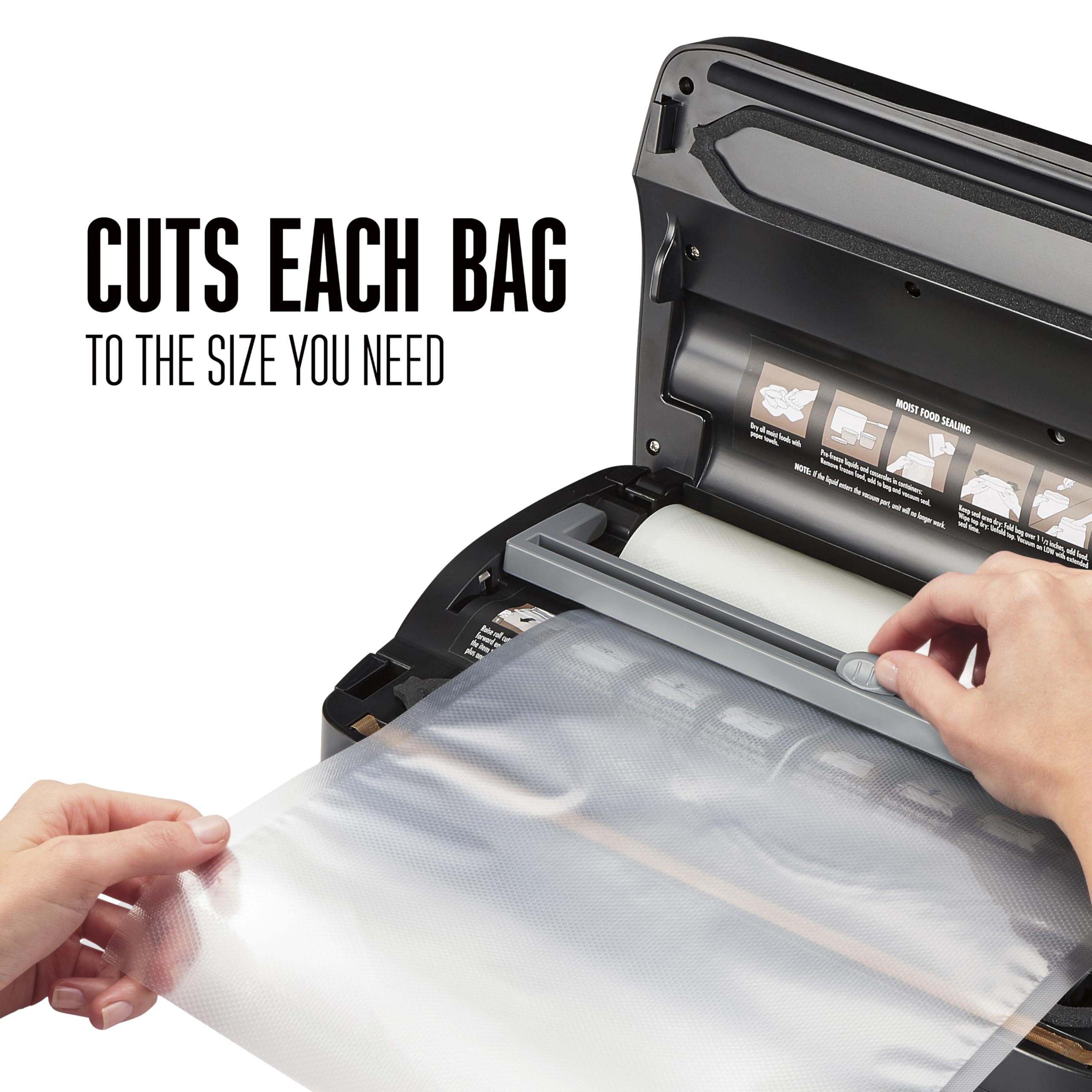 Vacuum Sealer Machine Weston Brands for Food Preservation & Sous Vide, Seals Bags up to 11” Wide, 110 Watts, 22.5” HG Strength, Includes Roll Storage and Starter Pack, Black (65-3001-W)
