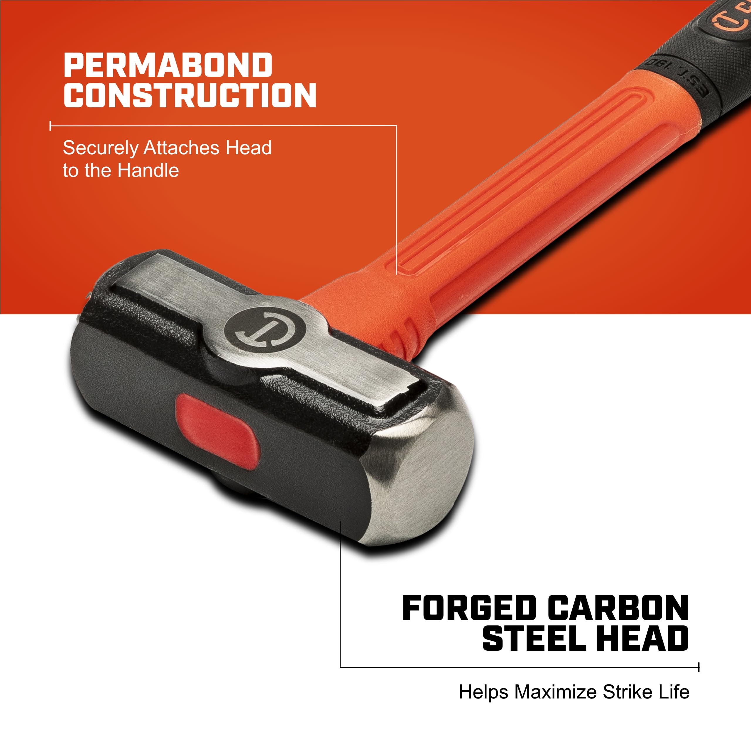 Fiberglass Crescent Engineer Hammer - Shock-Reducing Hammer with Ergonomic Grip & Forged Steel Head - Premium Hand Tool - 2 1/2 lb - CHFENG40