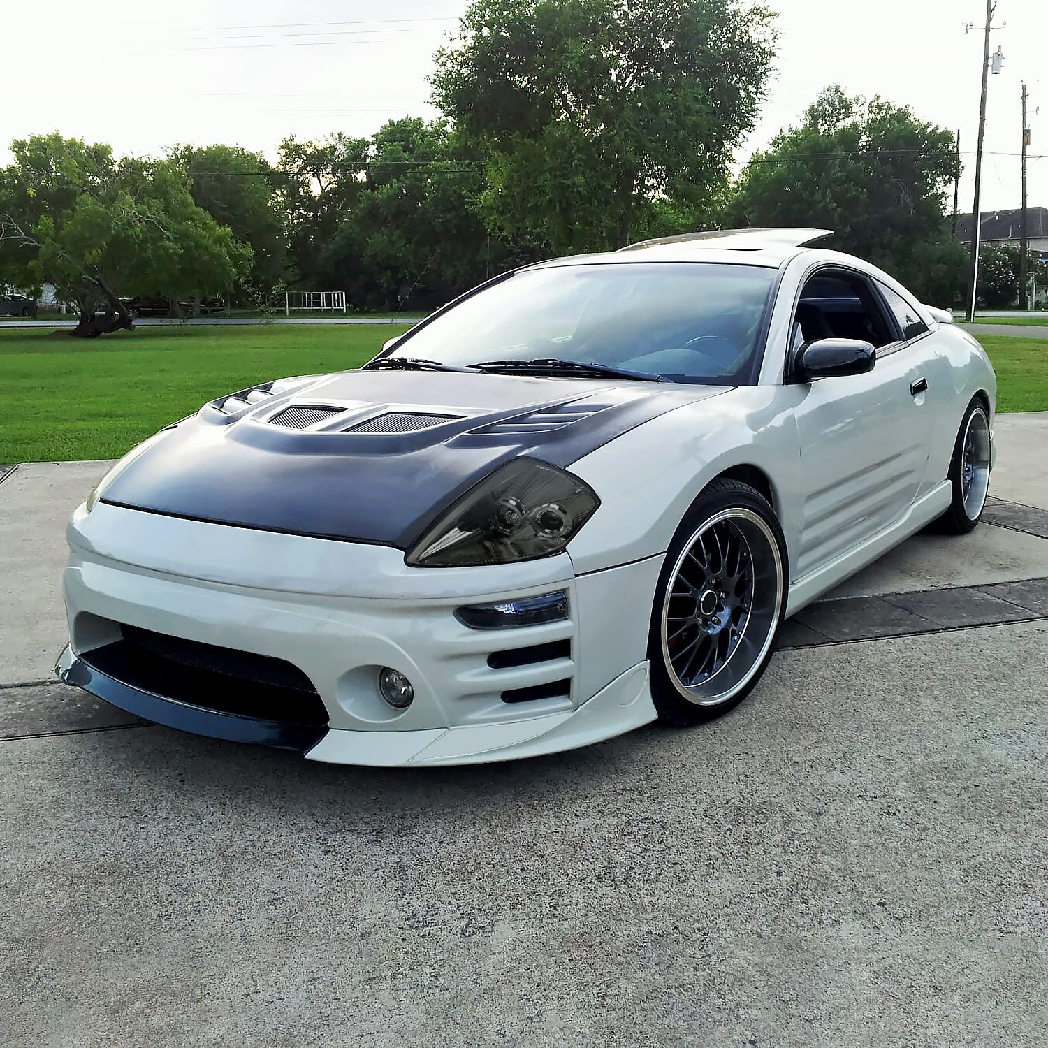 Smoke Halo Projector Headlights SPEC-D TUNING Compatible with 2000-2005 Mitsubishi Eclipse, Left + Right Pair Headlamps Assembly