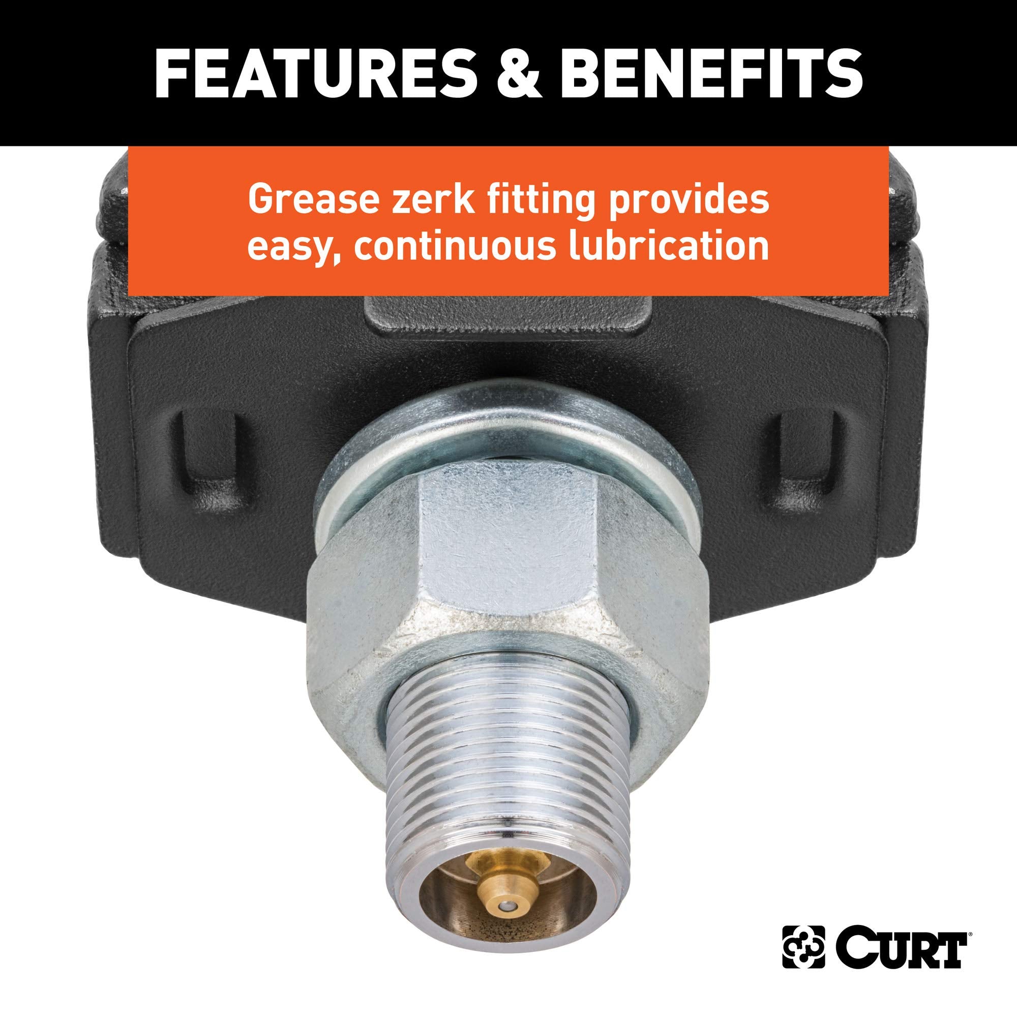 CURT RockerBall 45143 Cushion Hitch Ball Mount, 7,500 lbs 2-Inch Diameter, 2-in Shank, 3" Drop, Anti-Rattle Pin