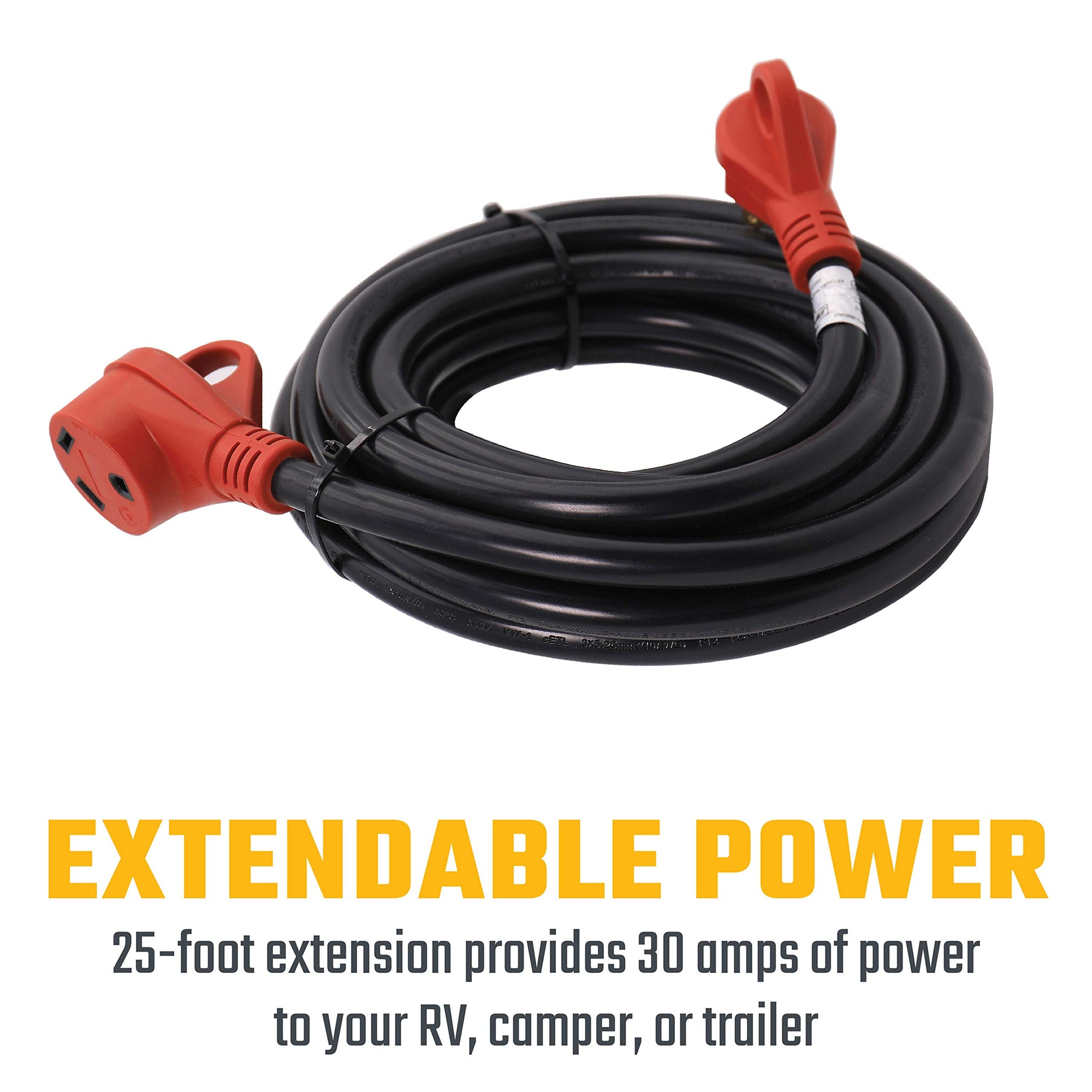 Mighty Cord Valterra A10-3025EH RV 30-Amp Extension Cord, 25 ft., Red