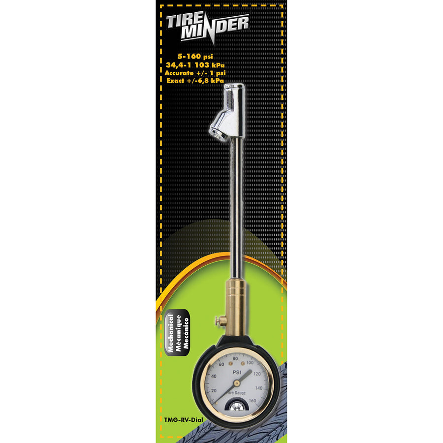 TireMinder 154.1681 Minder Research TMG-RV-DIAL Tire Pressure Gauge with 9" Stem