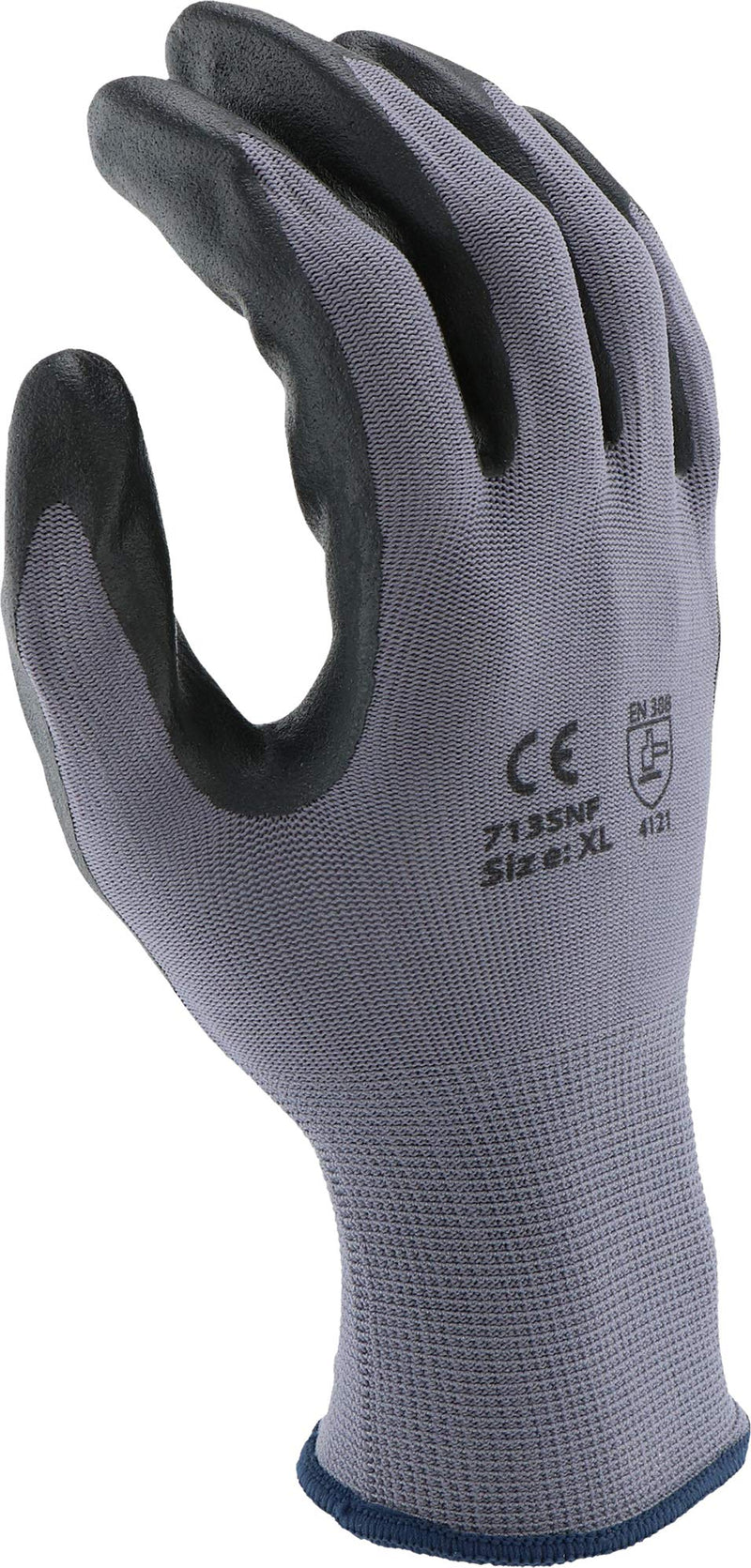 PosiGrip West Chester 713SNF Palm Dip Glove - [Pack of 12] Small Industrial Gloves, Black Foam Nitrile Coating on Polyester Shell, Knit Wrist