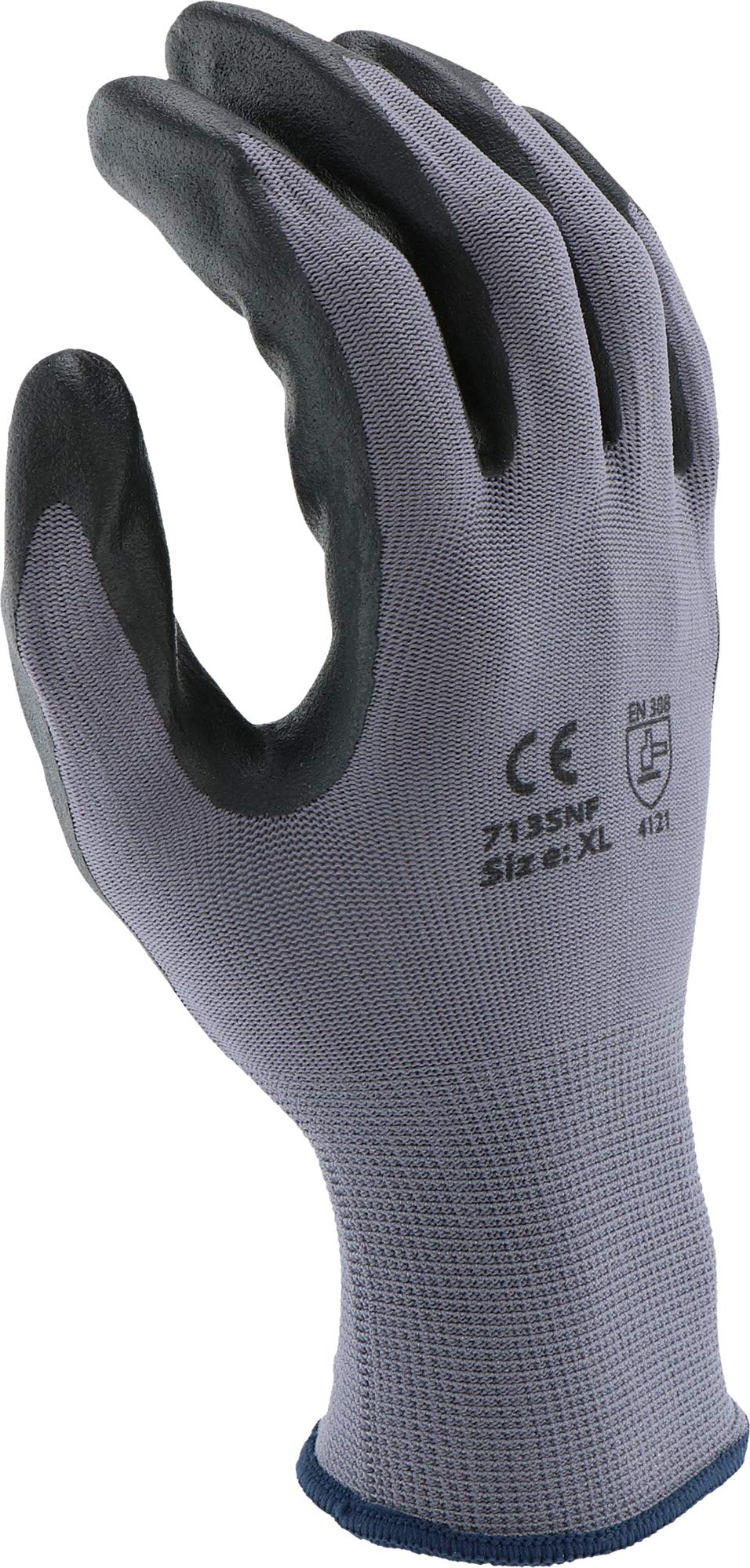 PosiGrip West Chester 713SNF Palm Dip Glove - [Pack of 12] Medium, Industrial Gloves, Black Foam Nitrile Coating on Polyester Shell, Knit Wrist
