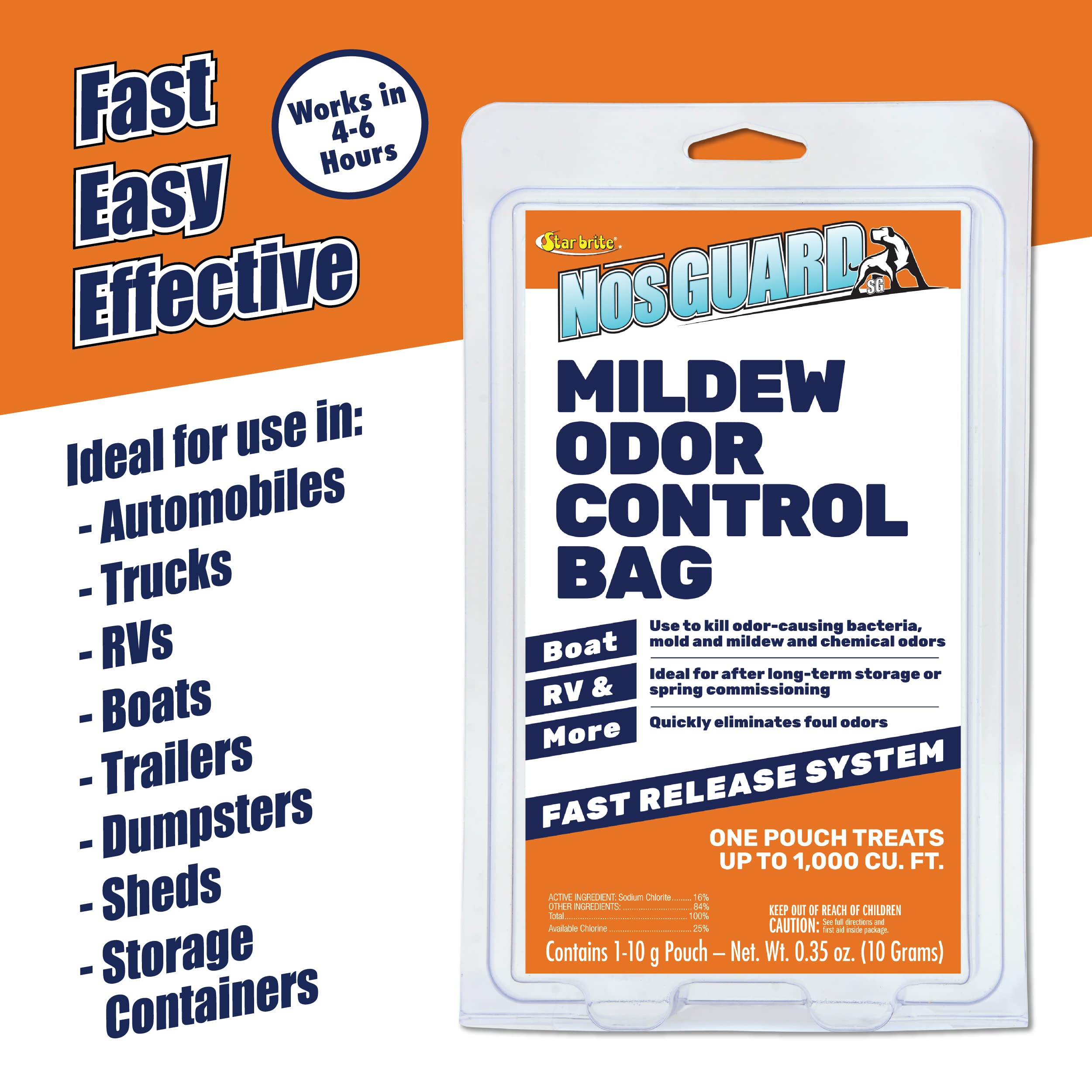 Mildew Odor Control STAR BRITE - Fast Release System - Ideal for Boat, RV, Auto & Cabins Coming Out of Storage - Permanently Remove Odor in 4-6 Hours (89970)