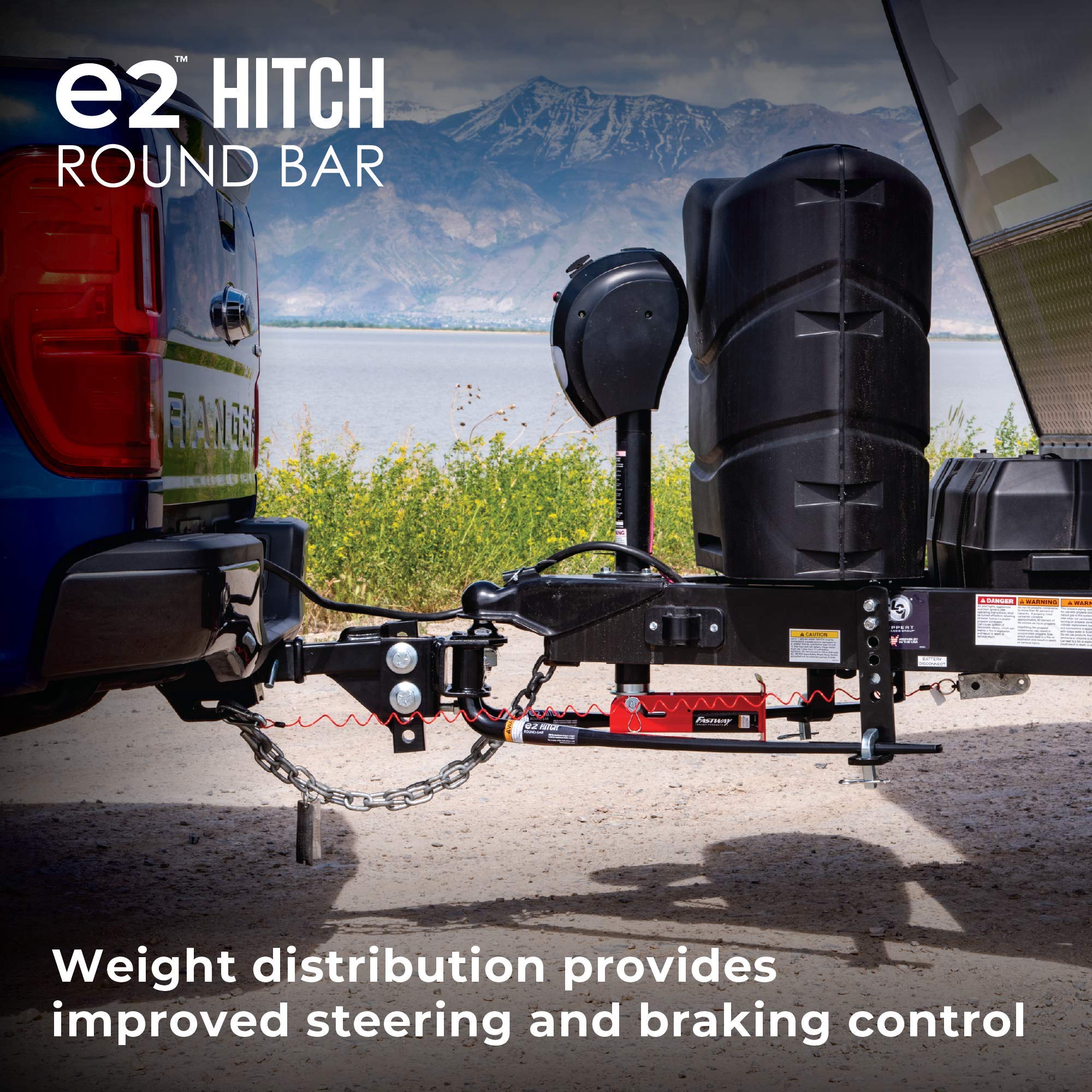 Fastway e2 Sway Control Round Bar Hitch, 94-00-1000, 10,000 Lbs Trailer Weight Rating, 1,000 Lbs Tongue Weight Rating, Weight Distribution Kit Includes Standard Hitch Shank, Ball NOT Included