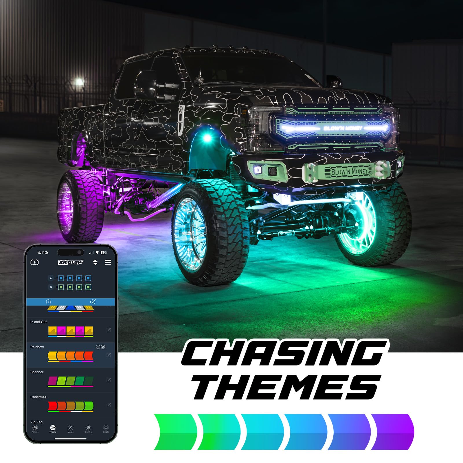RGBW LED Rock Light Kit XKmax with Color Chasing | App-Controlled (12pc Pro Kit)