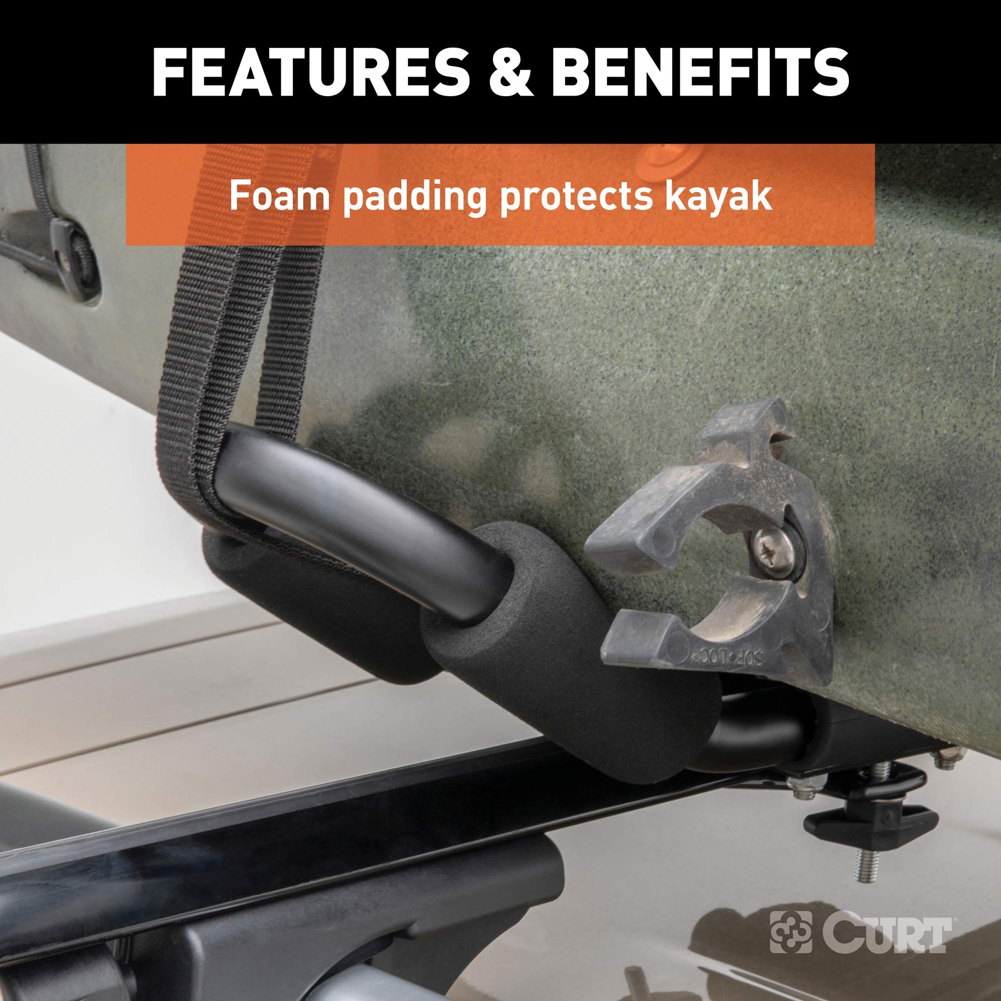 CURT Fully Adjustable 18320 Aluminum Universal Kayak Roof Rack Carrier, 2-Pack