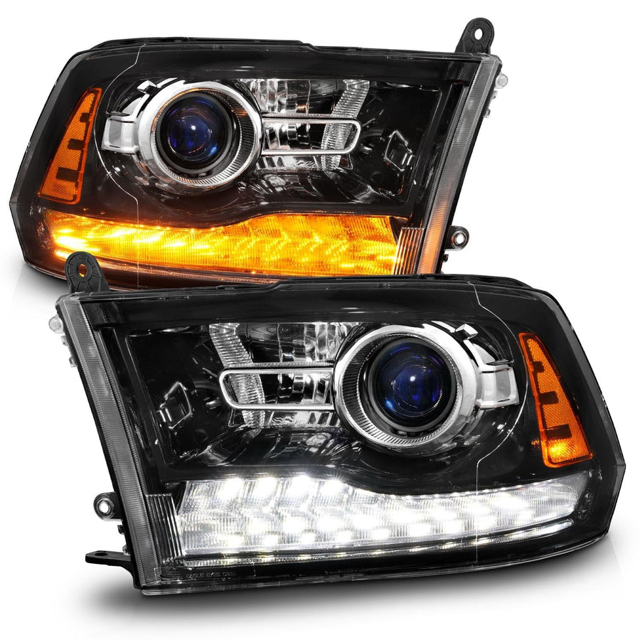 09-18 Dodge Ram 1500/2500/3500 ANZO LED Plank Style Headlights Switchback + Sequential - Hyper Black