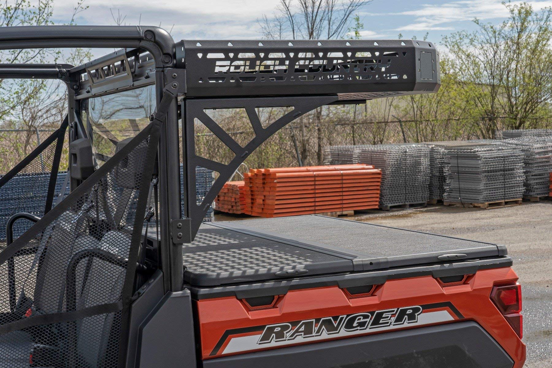 Rough Country Rear Cargo Rack for Ranger Polaris 1000 & XP 1000 - Heavy-Duty Steel with Tie-Down Mesh Panels, Easy Bolt-On Install