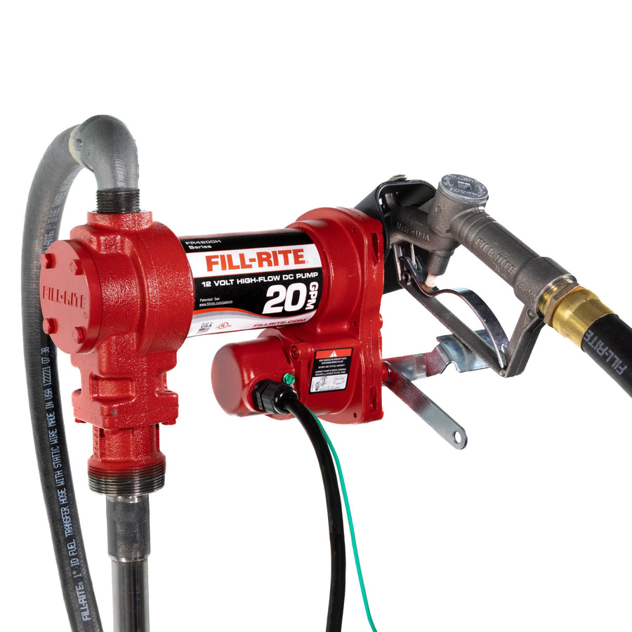 12V Fill-Rite FR4210H 20 GPM Fuel Transfer Pump with Discharge Hose & Manual Nozzle | Gasoline, Diesel, Kerosene, Ethanol & Methanol Blends & Biodiesel