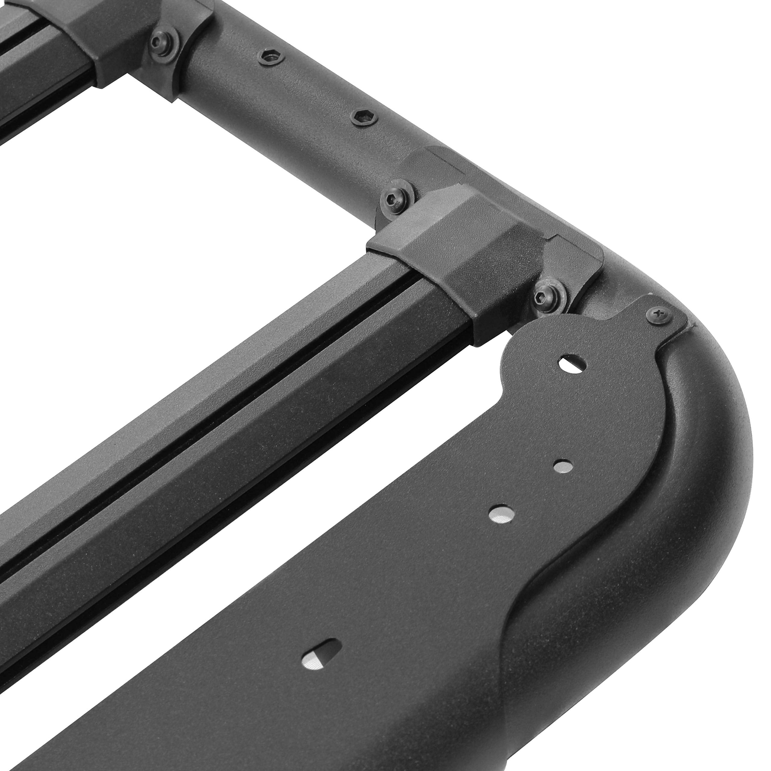 Go Rhino 500 SRM Flat Platform Roof Rack & Clamps | Aluminum, Textured Black, L: 65" x W: 52" | 5935065T | Mounts to Most Cross Bars