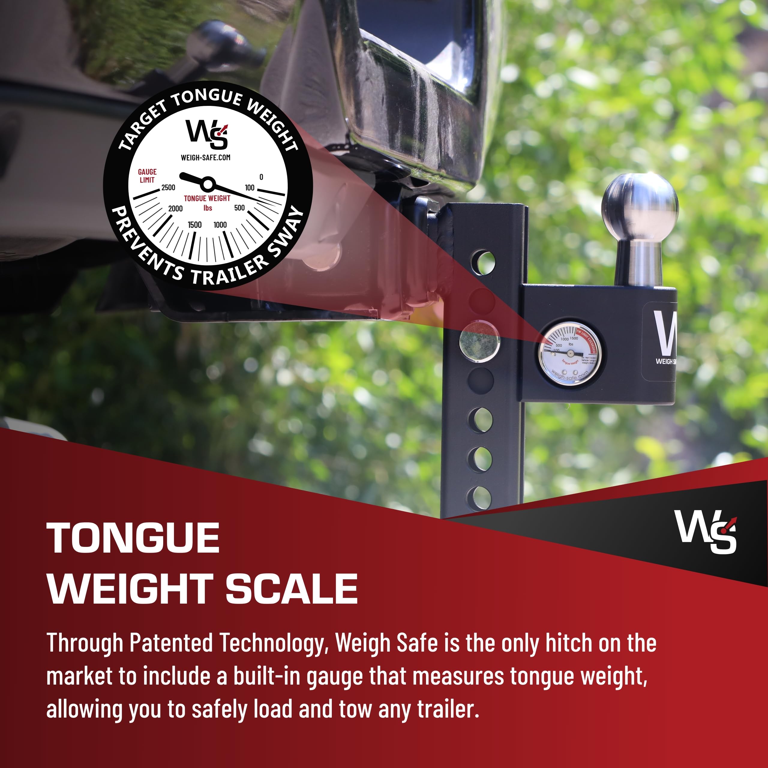 Aero Hitch Weigh Safe - Adjustable Trailer Hitch Ball Mount - 4" Drop Hitch for 2" Receiver - Premium Heavy Duty Steel Trailer Tow Hitch w/Built in Weight Scale for Anti Sway, 12,500 lbs GTW