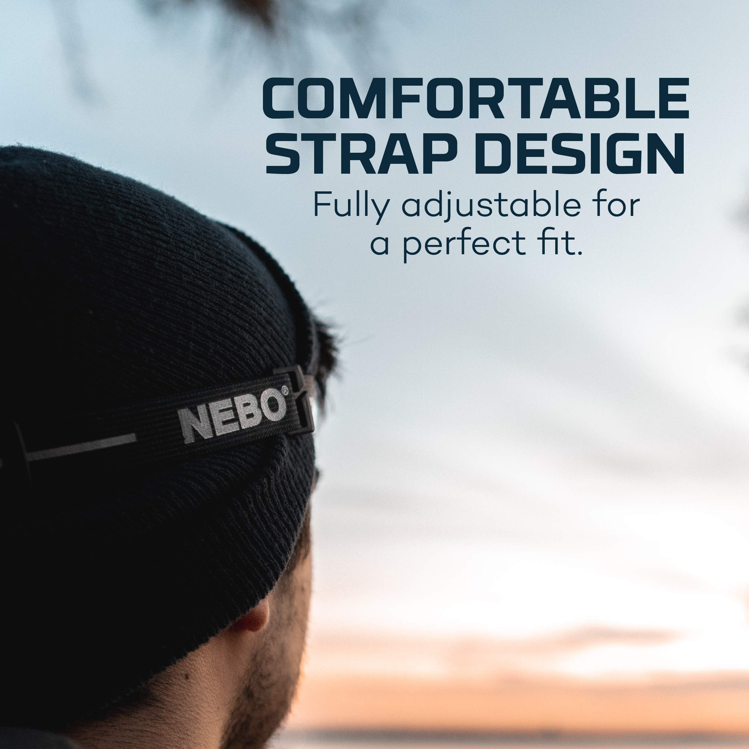 400 Lumen NEBO Einstein Powerful Headlamp with Rechargeable Battery | Compact Low-Profile Headlamp with 5 Light Modes