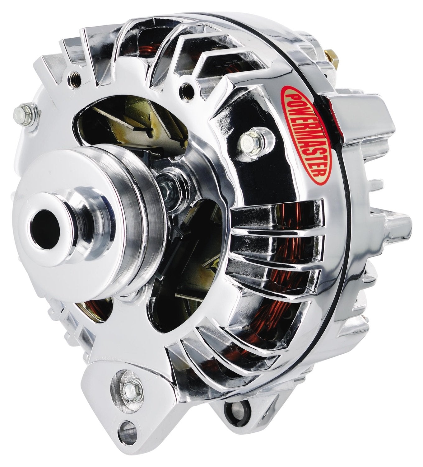 Alt Chrysler Powermaster Chrome 100A 2V Pulley Squareback Double Field Ext Regulated