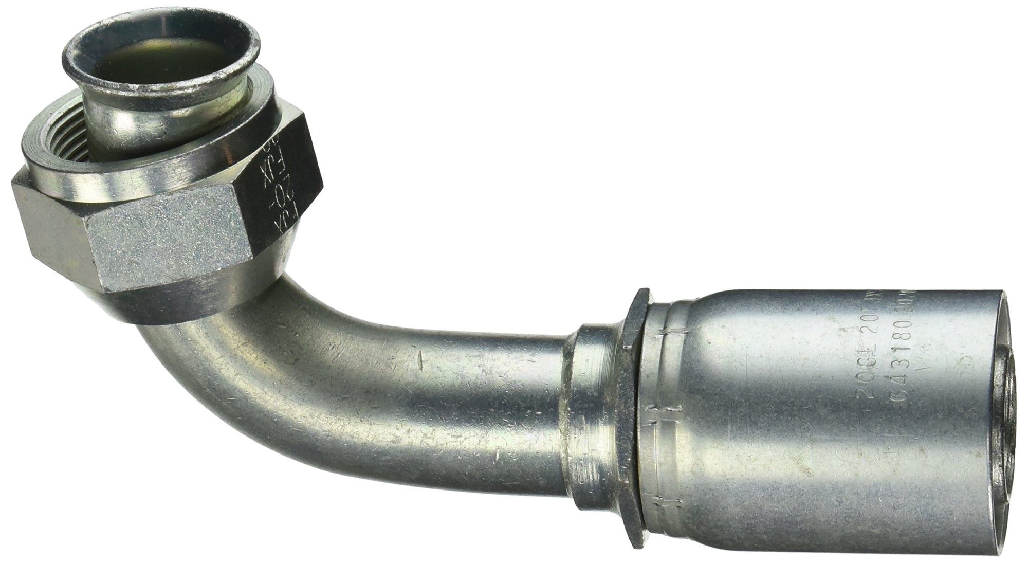 Gates GL Couplings 20GL-20FJX90M, Female JIC 37 Flare Swivel, 90 Bent Tube, 1 1/4" ID