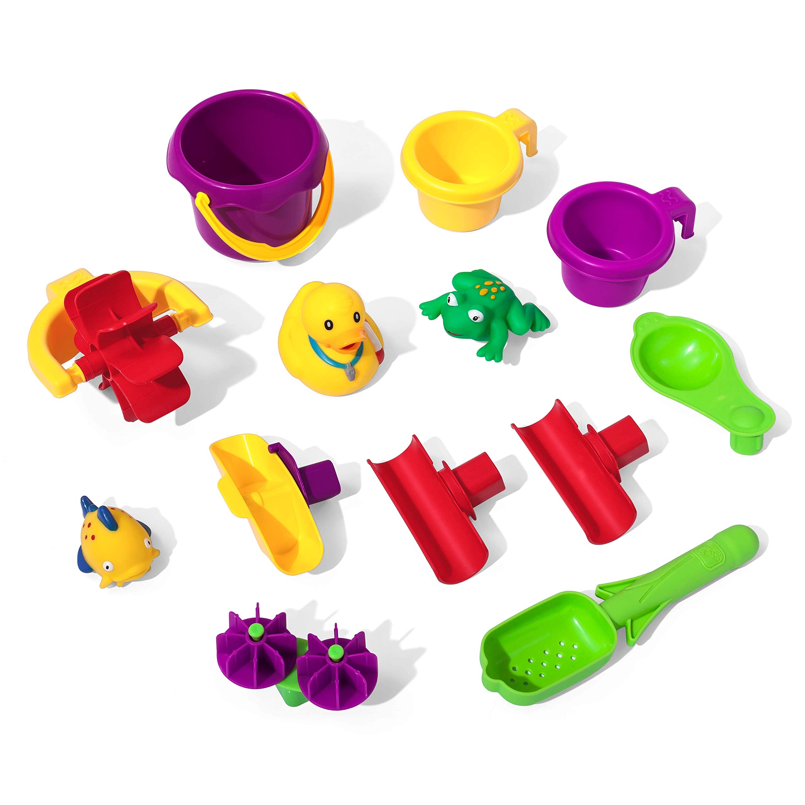 Step2 Splash Pond Rain Showers Water Table, Kids Water and Sand Activity Sensory Playset, Summer Outdoor Toys, 13 Piece Water Toy Accessories, For Toddlers 1.5+ Years Old, Blue & Green