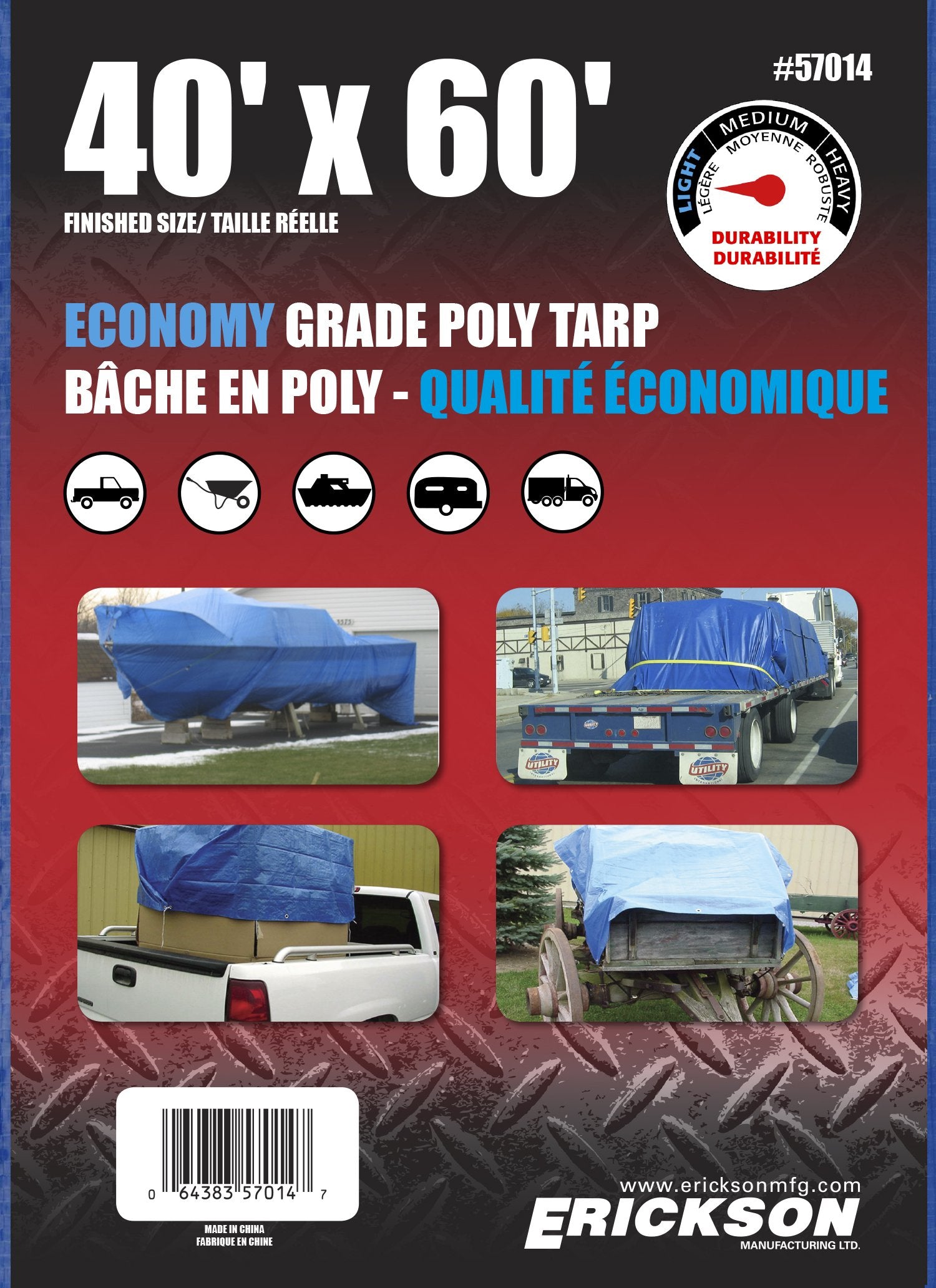 Blue Economy Poly Tarp Erickson 57014, 40' x 60', 1 Pack