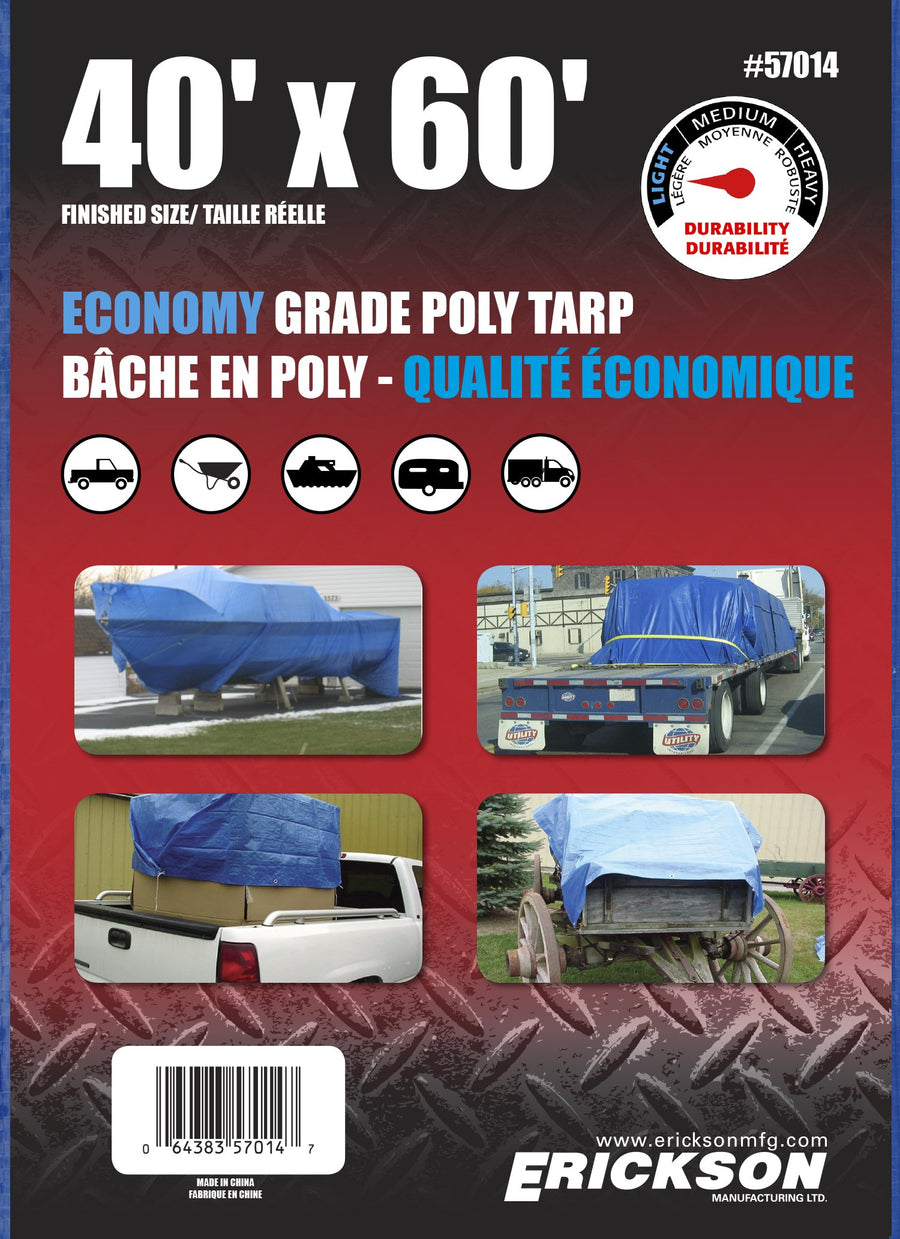 Blue Economy Poly Tarp Erickson 57014, 40' x 60', 1 Pack