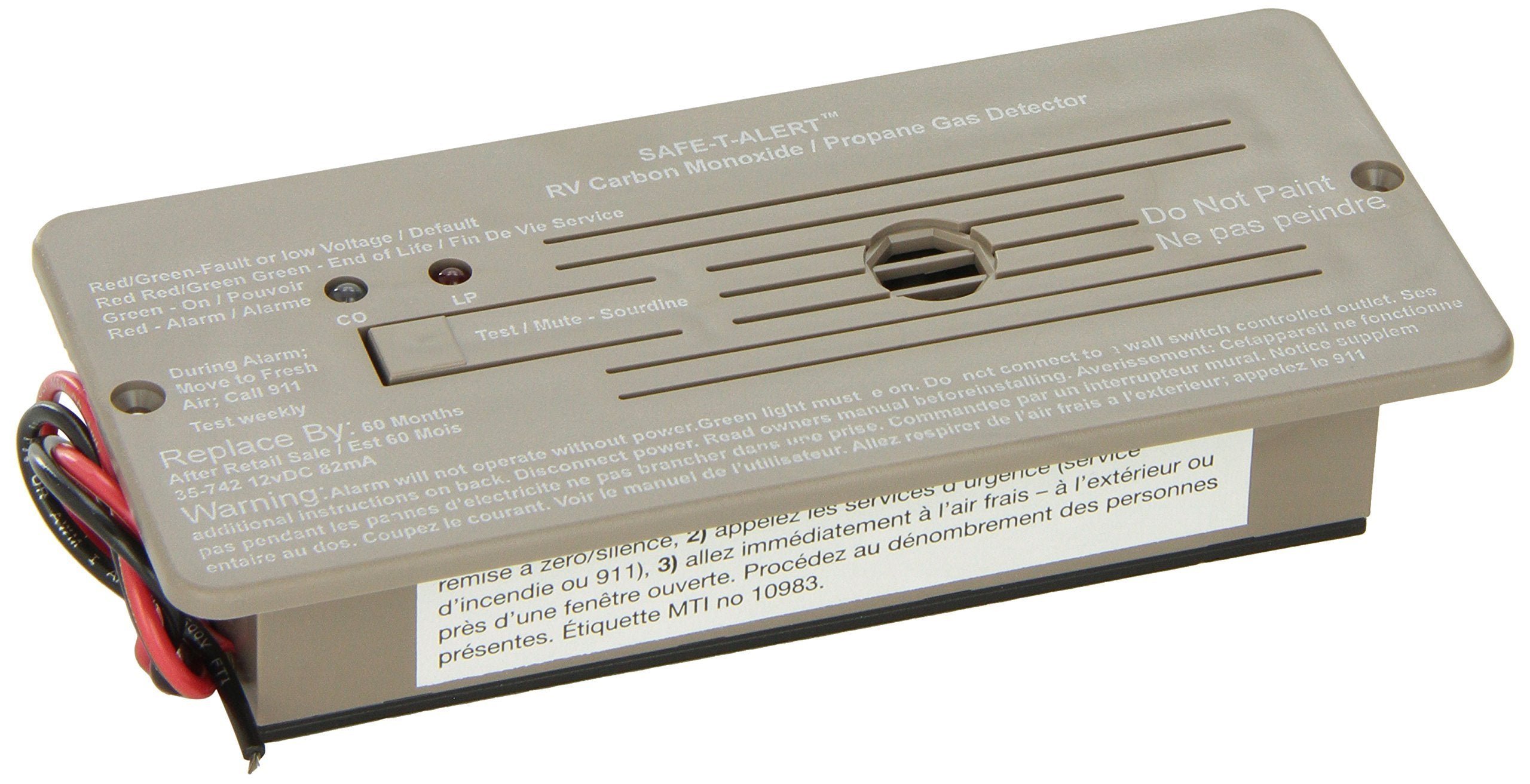 35-742-BR Safe-T-Alert by MTI Industries 35 Series Dual LP/CO Alarm - Flush Mount, Brown