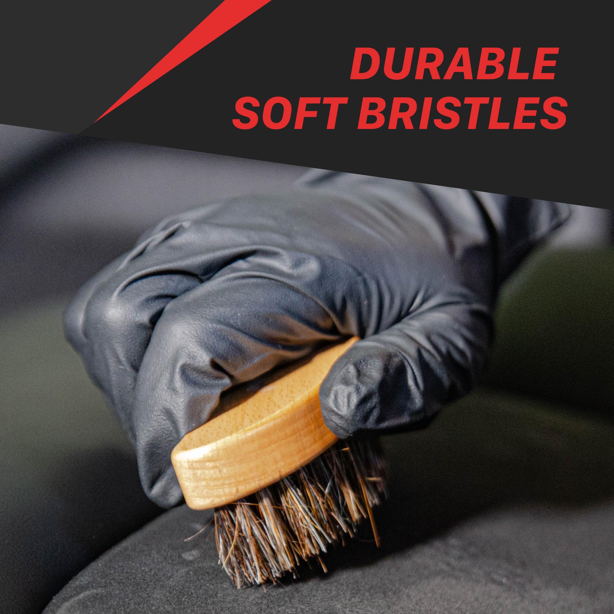 Maxshine Ergonomic Universal Interior Detailing Brush | Soft Horsehair & PP Bristles | Durable Car Cleaning Brush for Leather Seats, Upholstery, Dashboards & Interior Fabric Surfaces