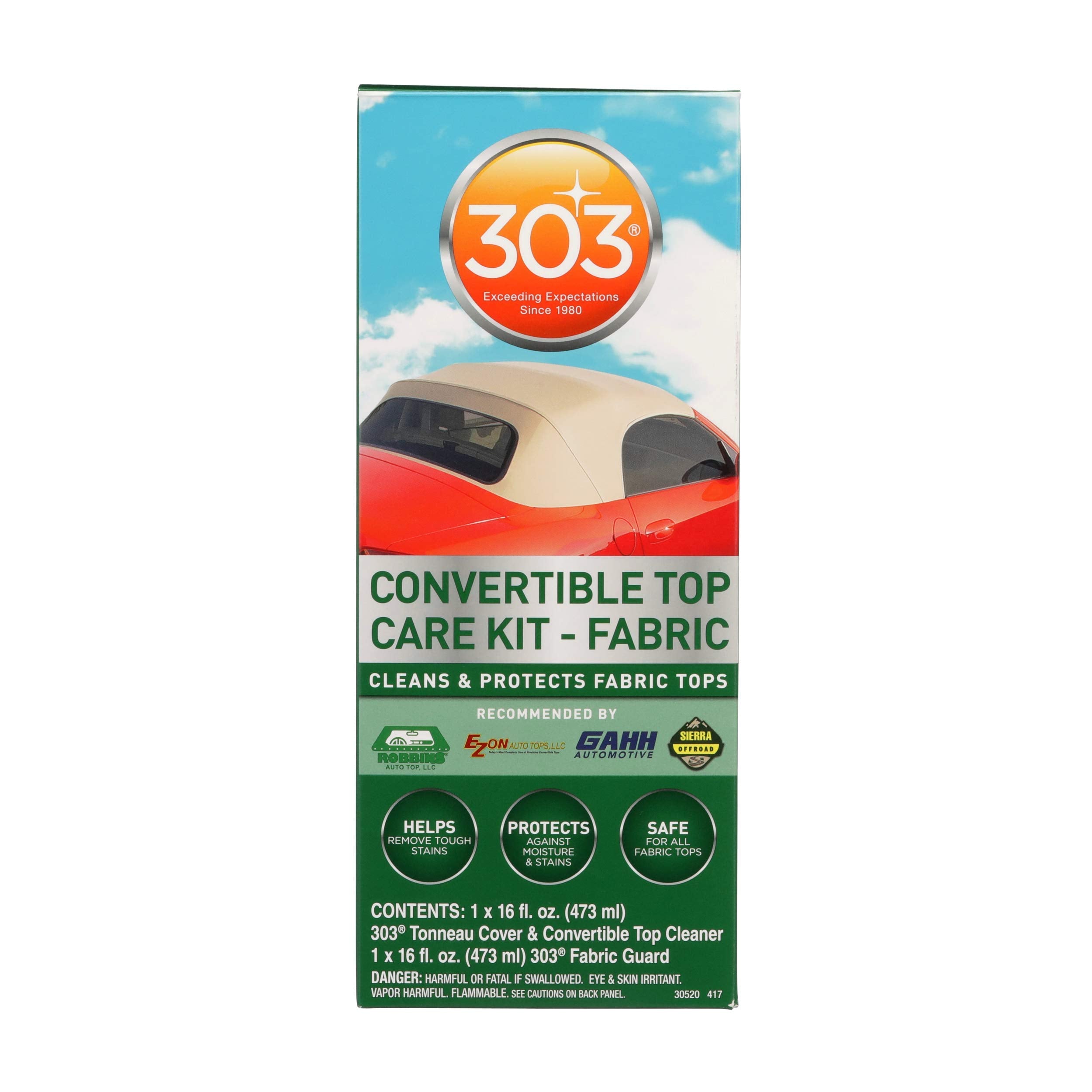 Convertible Top Cleaning and Care Kit 303 Products (30520) with Cleaner and Fabric Guard Helps Maintain Water Repellency, Protects Fabric Convertible Tops and Tonneau Covers, 32 fl oz