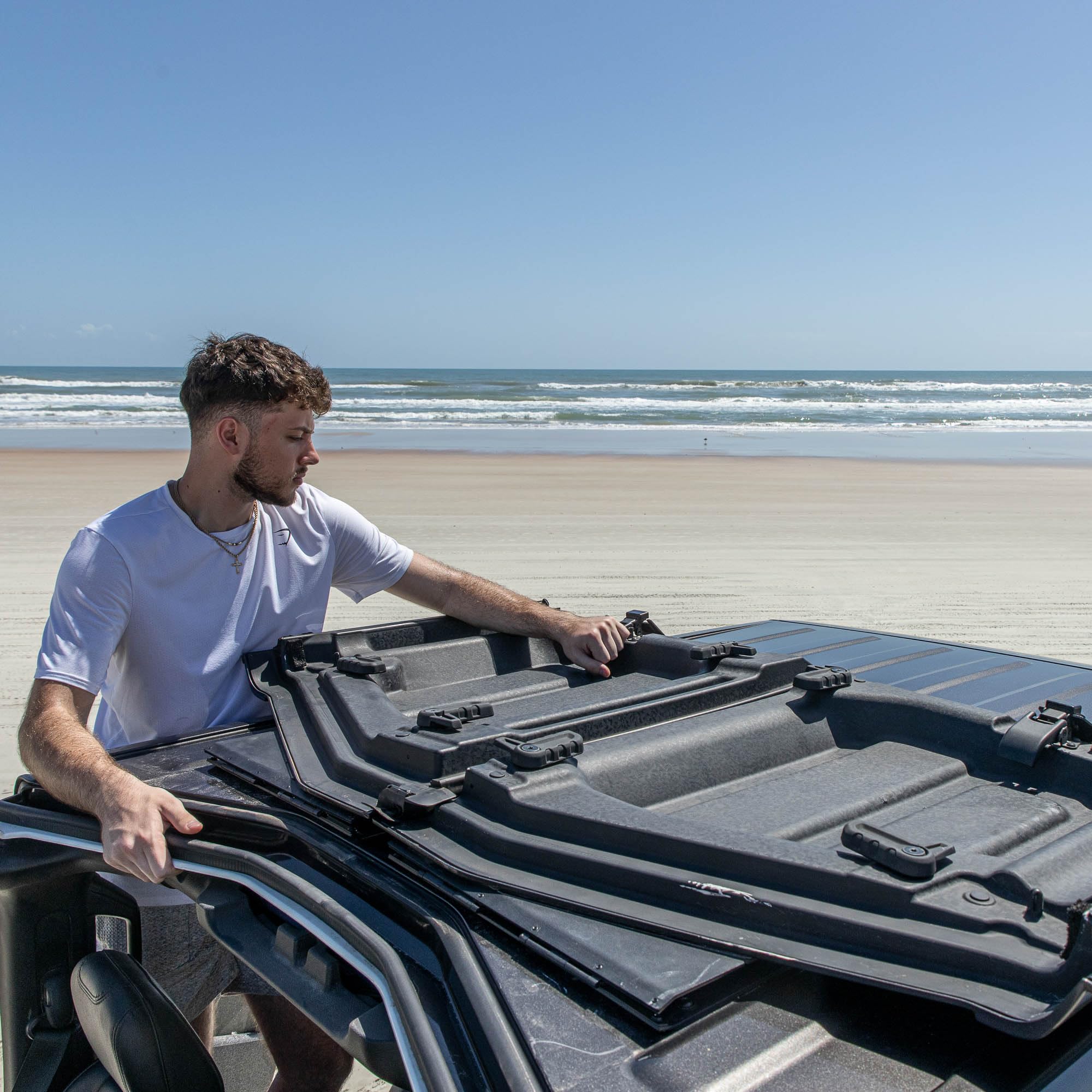EZ Flip-Top for Freedom Panels JLU Jeep Wrangler One Person Flip Back System—Flip Back Your Jeep Wrangler Hardtop Freedom Panels Every Day in Seconds! Patented and Patent Pending