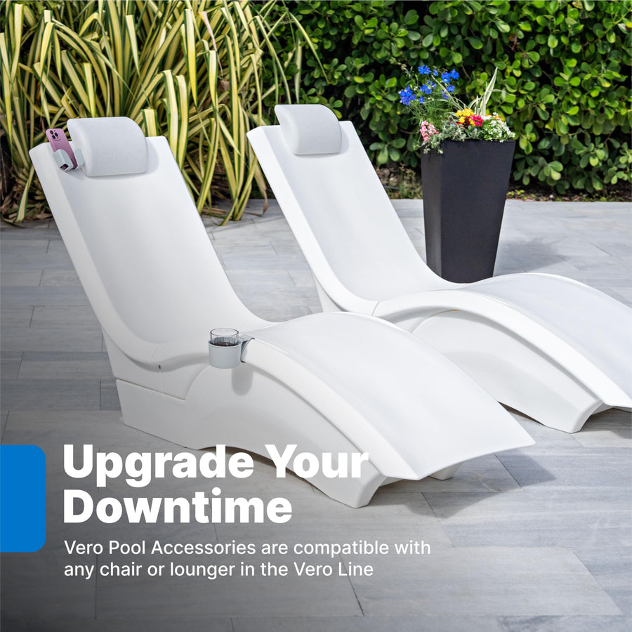 Step2 Pool Lounger Vero Accessories, Poolside Pillow, Cup Holder, Phone Holder, Compatible with Vero Collection, Waterproof, Indoor/Outdoor Use, Made of Durable Plastic, Gray