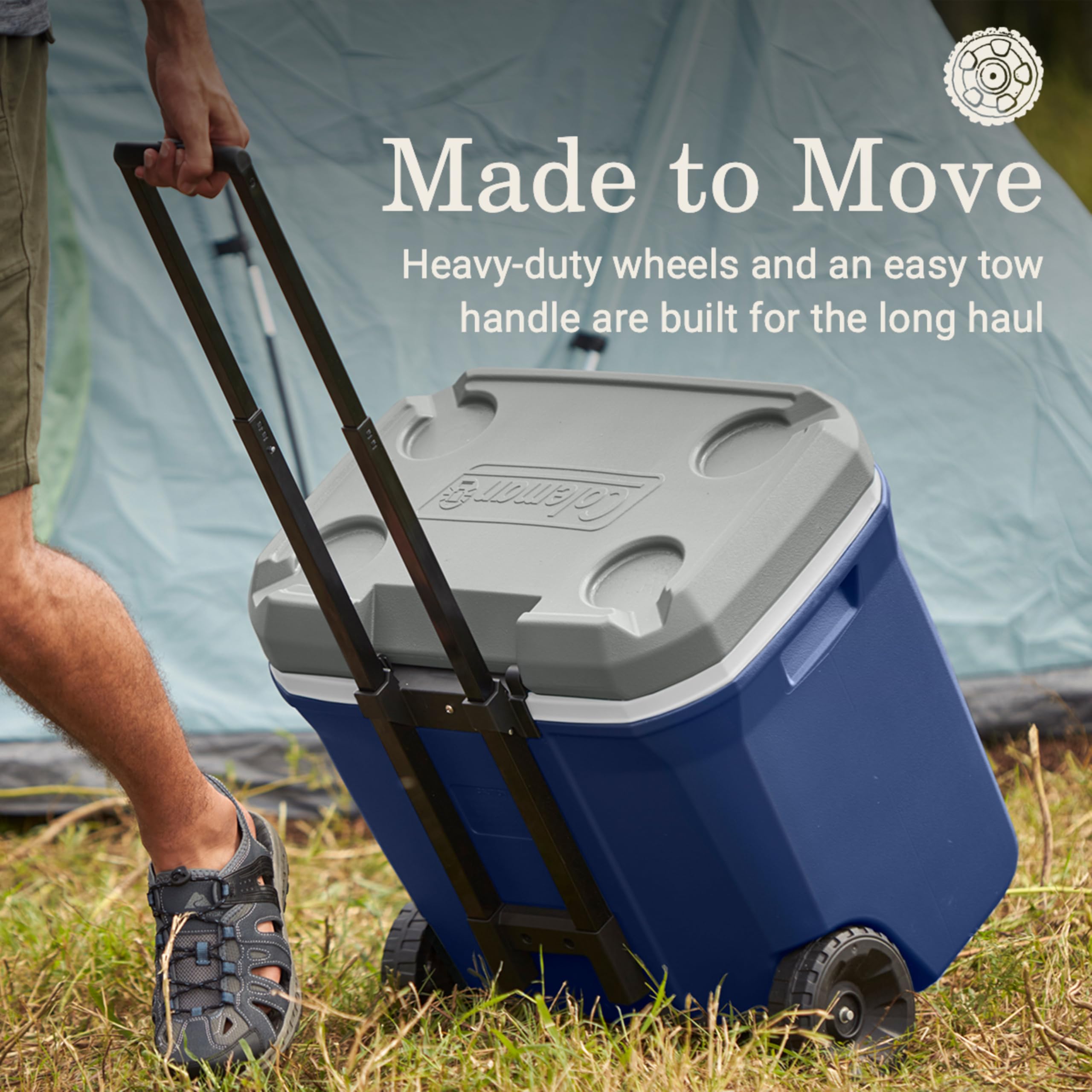 Coleman Insulated Classic Series Portable Rolling Cooler with Wheels, Leak-Resistant Outdoor Hard Cooler Keeps Ice up to 5 Days, 65-Quart